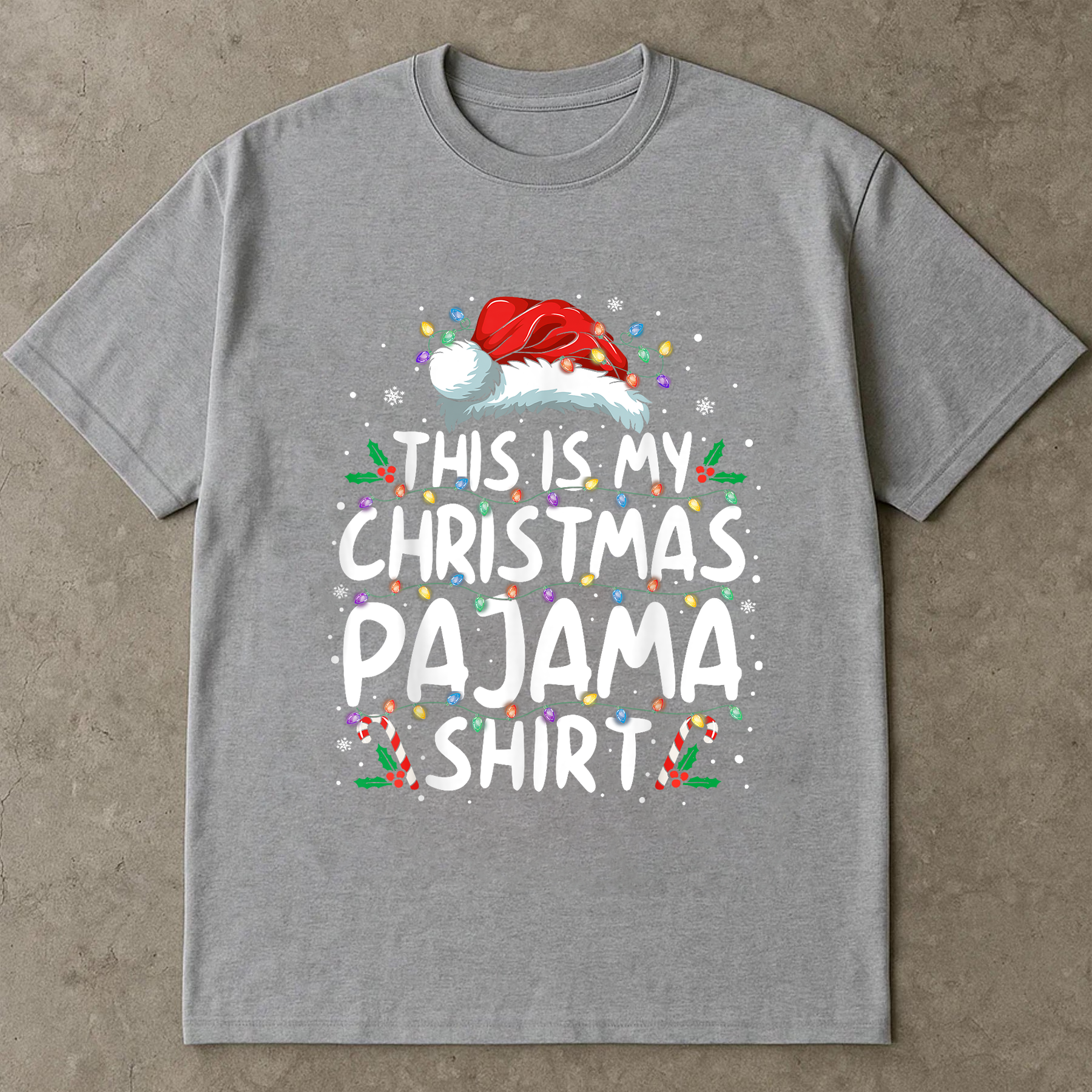 This Is My Christmas Pajama Shirt, Cute Holiday Sleep Tee, Matching Family PJ Top, Cozy Winter Outfit, Santa Hat Christmas Gift
