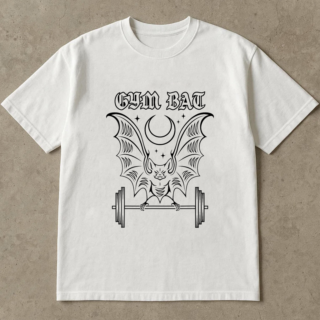 Gym Bat T-Shirt, Funny Gothic Workout Shirt for Women, Cute Bat Lifting Weights Tee, Halloween Gym Shirt, Witchy Fitness Aesthetic
