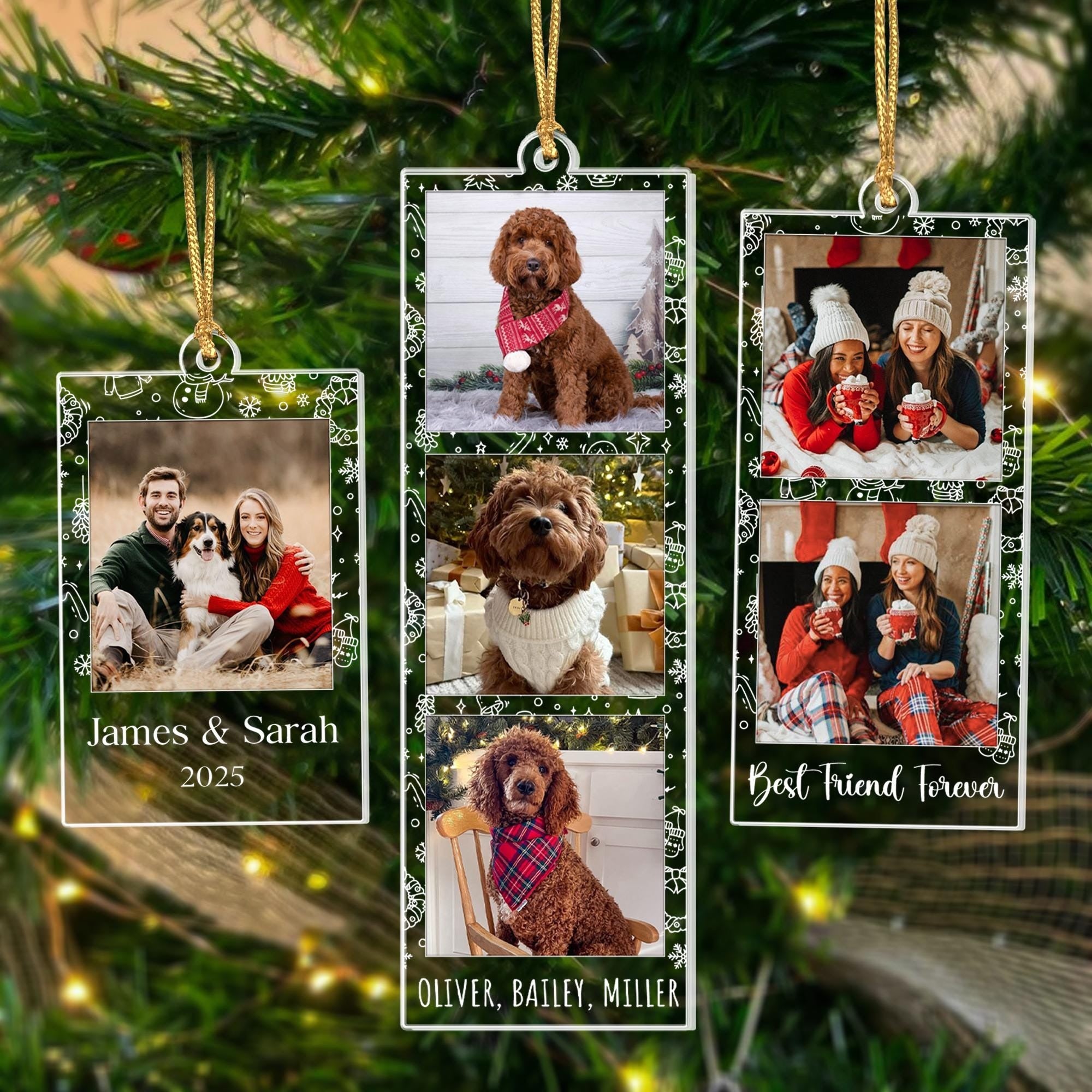 Personalized Photo Strip Ornament, Acrylic Family Keepsake, Christmas Gifts, Christmas Ornament, Gifts For Her and Him