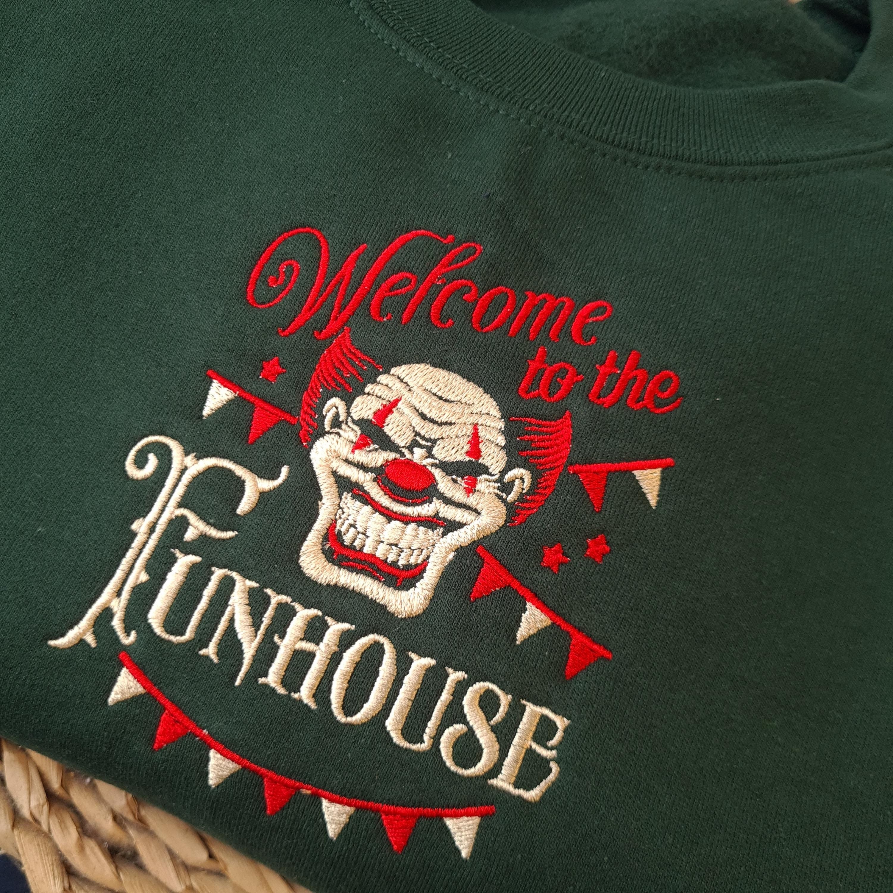 Embroidered Halloween Clown Sweatshirt, Scary Clown Sweatshirt, Halloween Scary Jumper, Vintage Halloween Embroidered Crewneck, Halloween Gift EBAC27