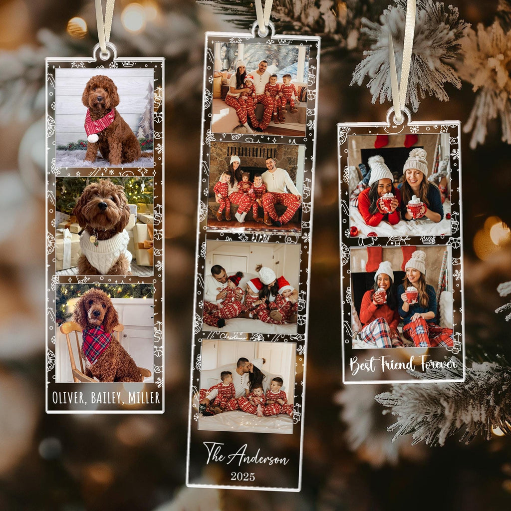 Personalized Photo Strip Ornament, Acrylic Family Keepsake, Christmas Gifts, Christmas Ornament, Gifts For Her and Him