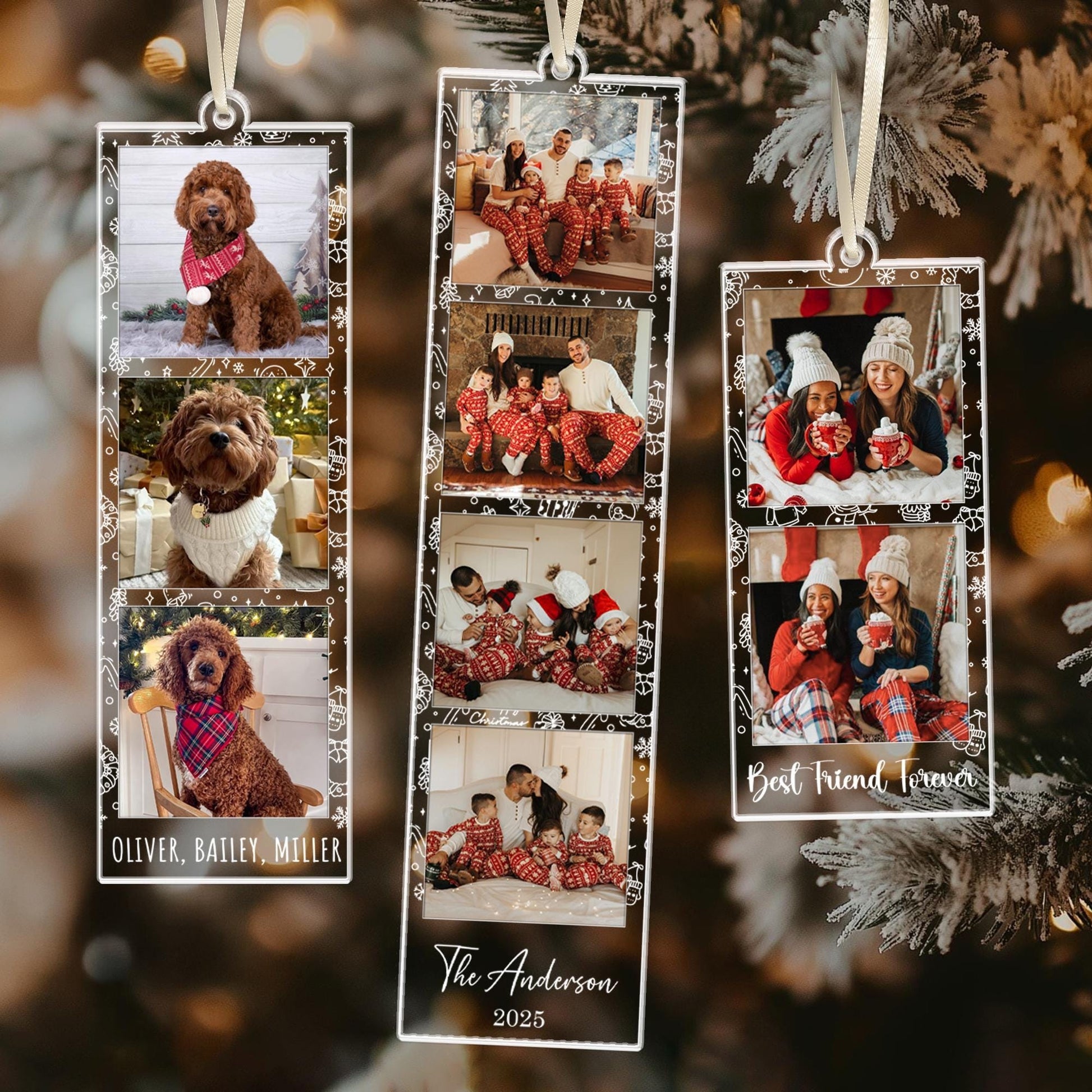 Personalized Photo Strip Ornament, Acrylic Family Keepsake, Christmas Gifts, Christmas Ornament, Gifts For Her and Him