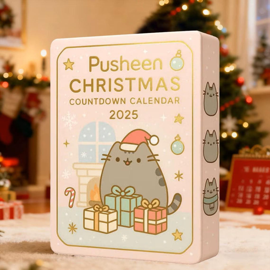 Pusheen Christmas Countdown Calendar 2025, 24 Cute Plush Mini Figures, Kawaii Cat Holiday Advent Gift Box