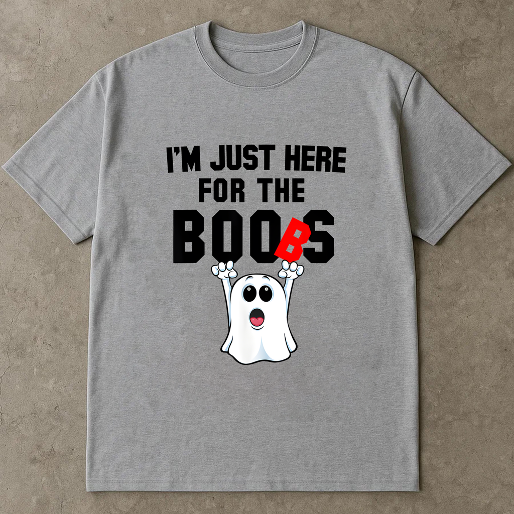 Funny Halloween Ghost Shirt, I'm Just Here for the Boos, Cute Spooky Tee, Pun Shirt for Women & Men, Boo Ghost Graphic T-Shirt