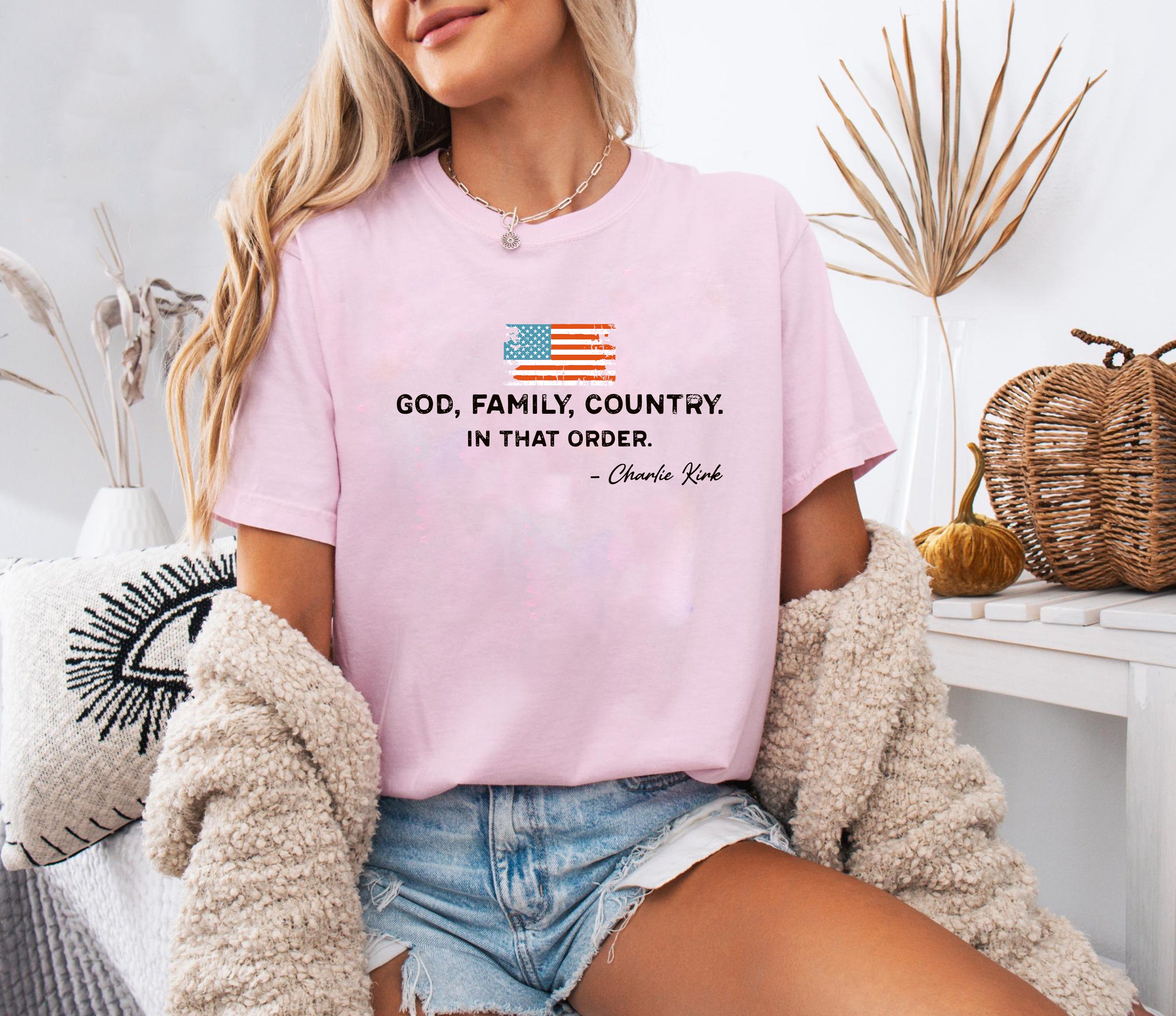 God Family Country Shirt, Patriotic America Quote Tee, Cross Flag Shirt, USA Shirt, Religious Patriotic Tee, Family Faith Freedom Shirt