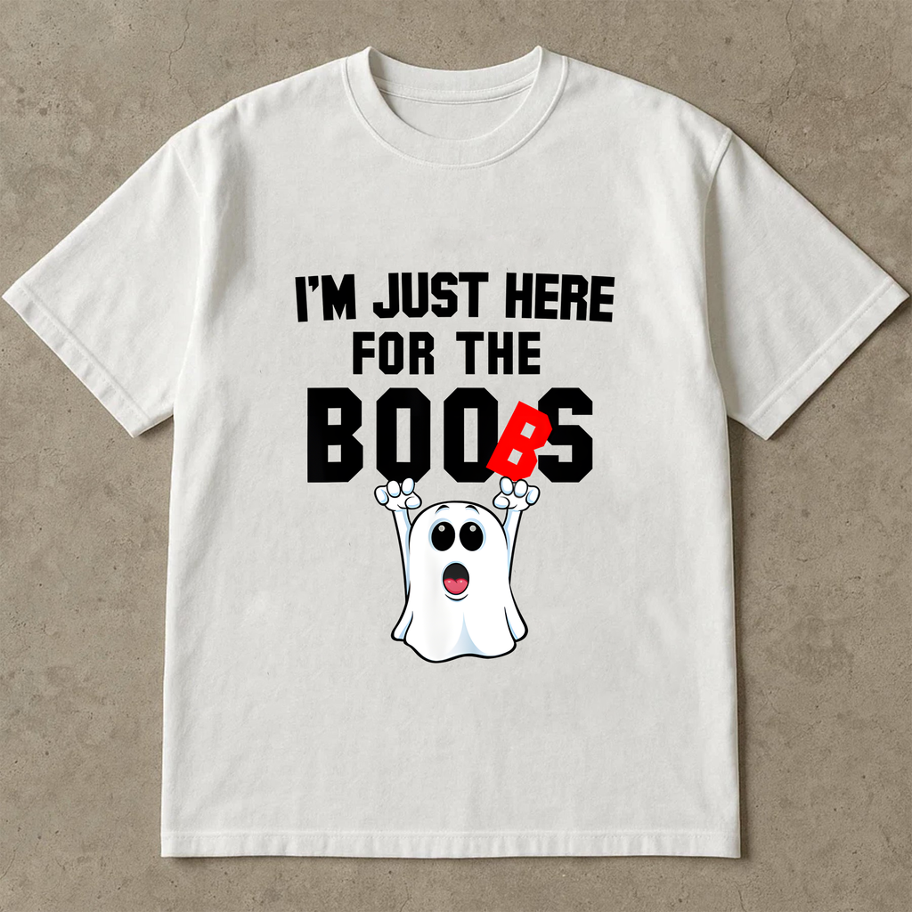 Funny Halloween Ghost Shirt, I'm Just Here for the Boos, Cute Spooky Tee, Pun Shirt for Women & Men, Boo Ghost Graphic T-Shirt