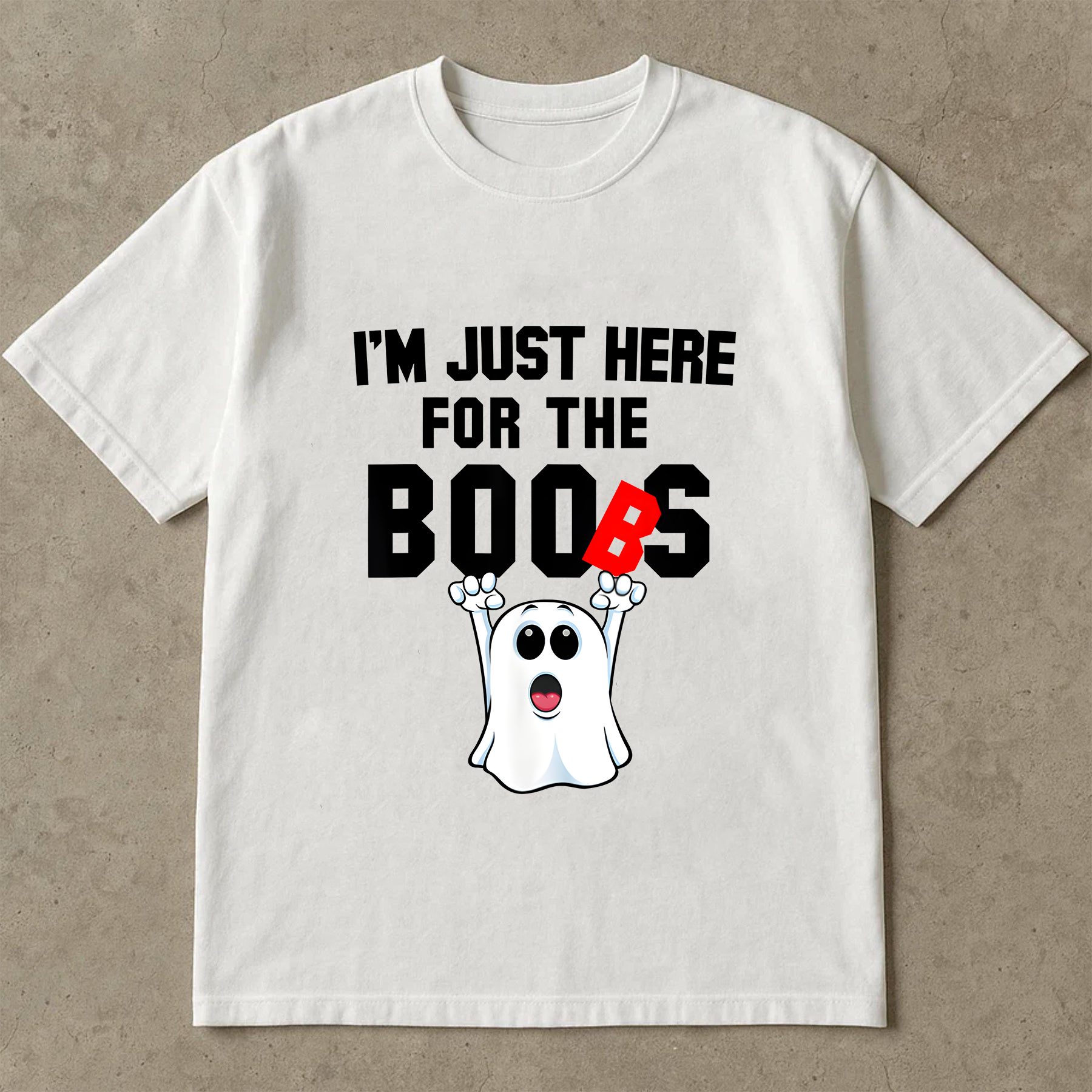 Funny Halloween Ghost Shirt, I'm Just Here for the Boos, Cute Spooky Tee, Pun Shirt for Women & Men, Boo Ghost Graphic T-Shirt