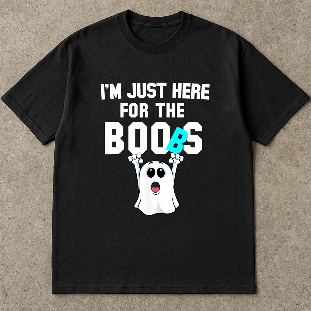 Funny Halloween Ghost Shirt, I'm Just Here for the Boos, Cute Spooky Tee, Pun Shirt for Women & Men, Boo Ghost Graphic T-Shirt
