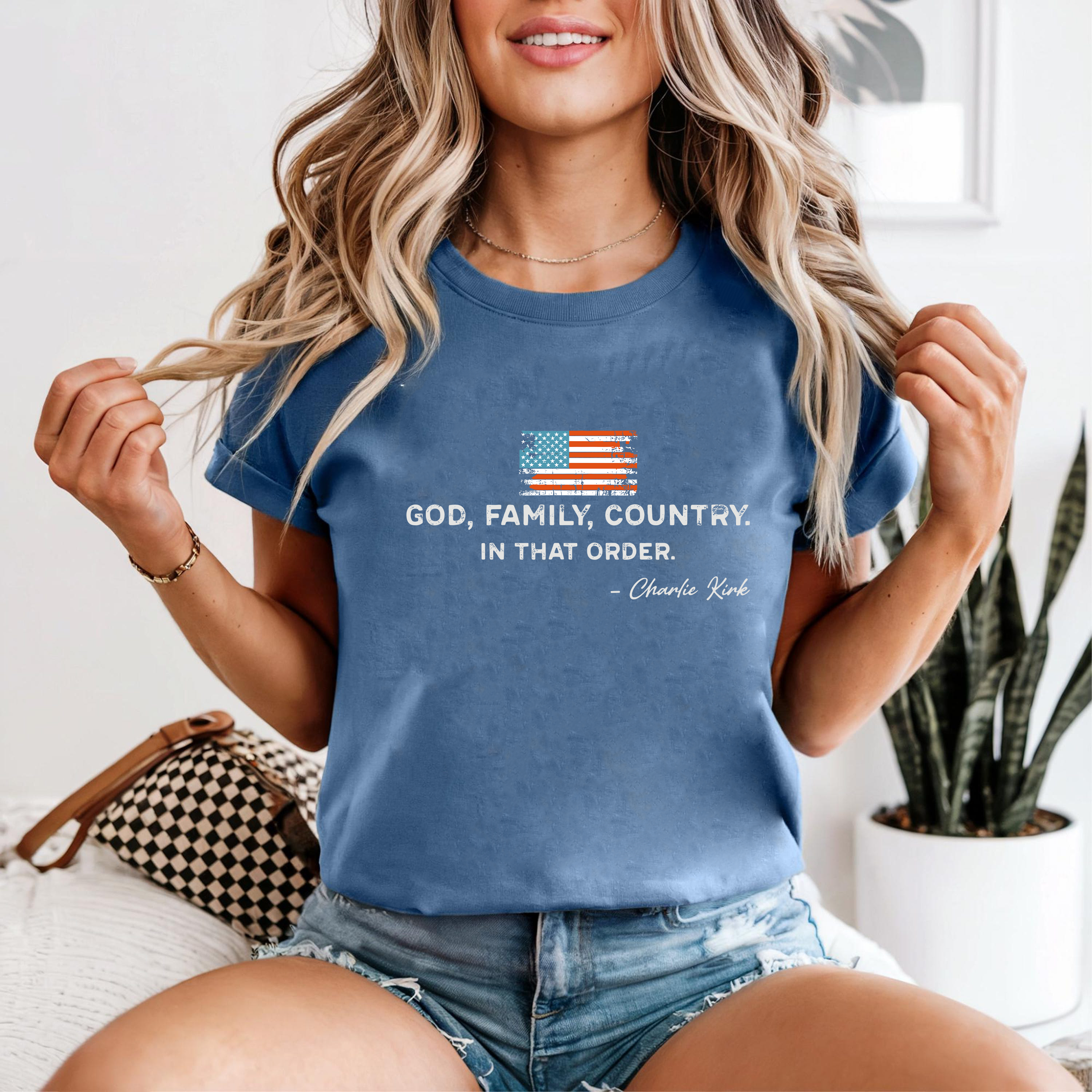 God Family Country Shirt, Patriotic America Quote Tee, Cross Flag Shirt, USA Shirt, Religious Patriotic Tee, Family Faith Freedom Shirt