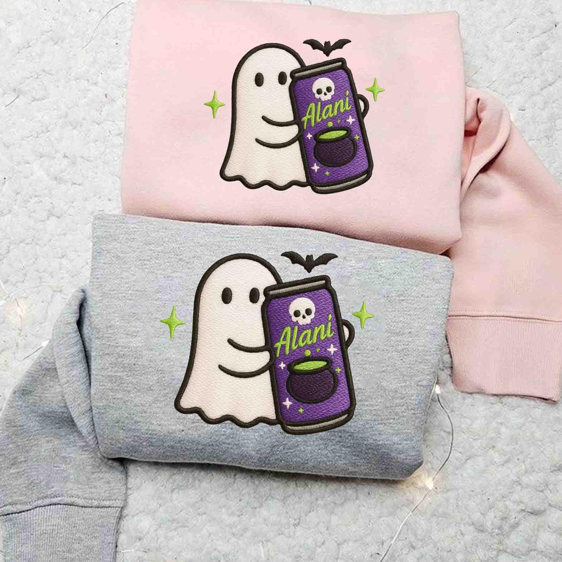 Embroidered Halloween Alani Ghost Sweatshirt, Alani Ghost Sweater, Funny Cute Ghost Alani Sweatshirt, Halloween Gift For Alani Lover EBAC28