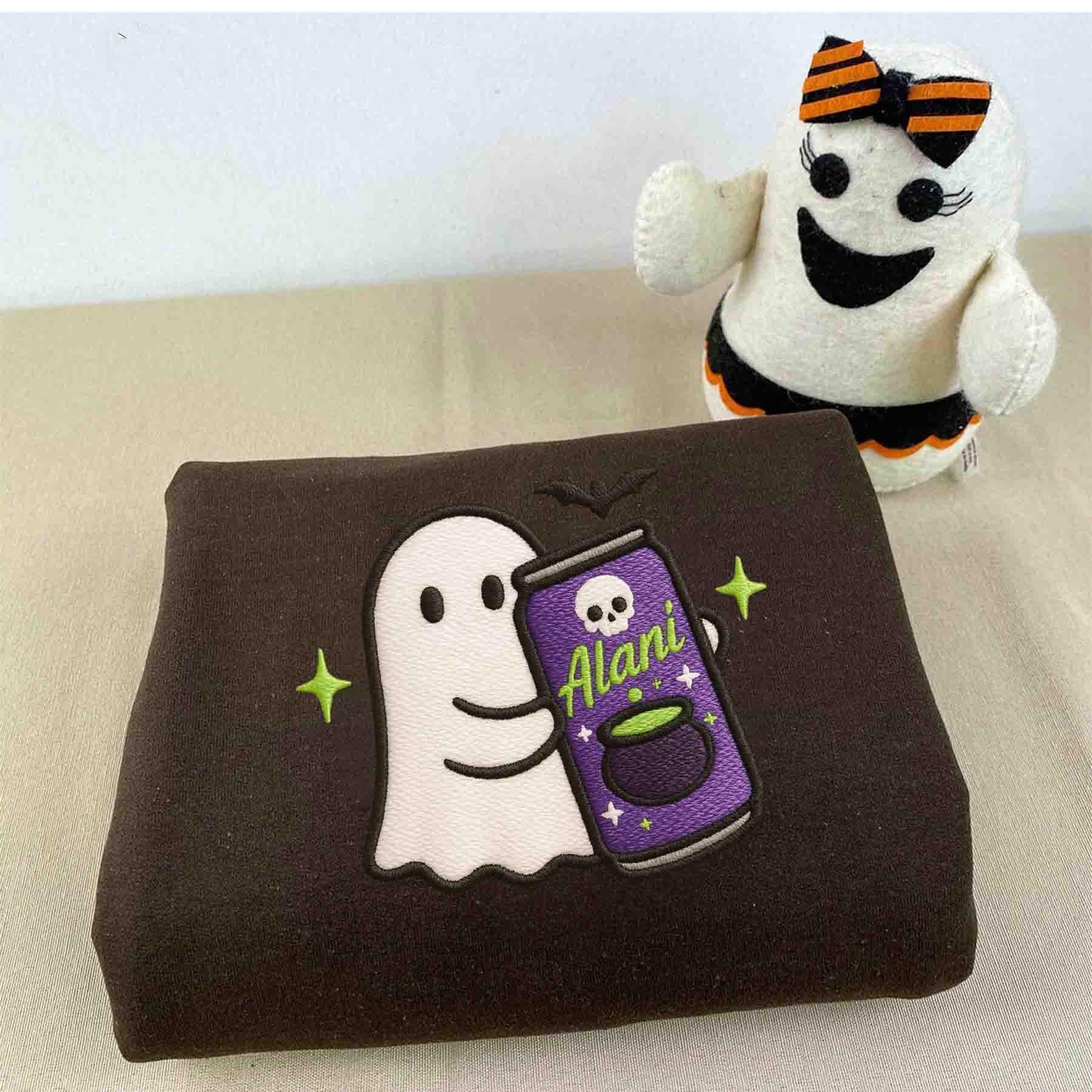 Embroidered Halloween Alani Ghost Sweatshirt, Alani Ghost Sweater, Funny Cute Ghost Alani Sweatshirt, Halloween Gift For Alani Lover EBAC28