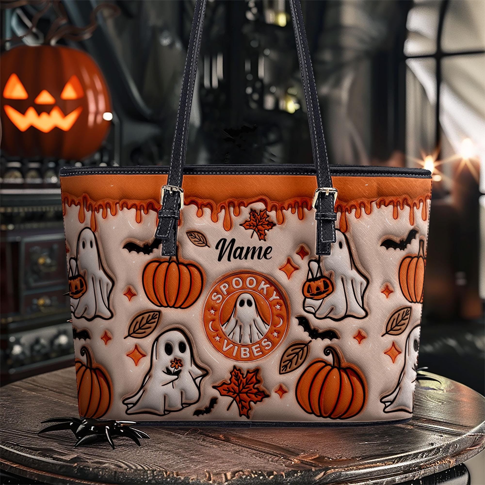 Personalized Funny Ghost Halloween Handbag With Handle, Cute Ghost Bags, Trick Or Treat Halloween Bags, Custom Gifts