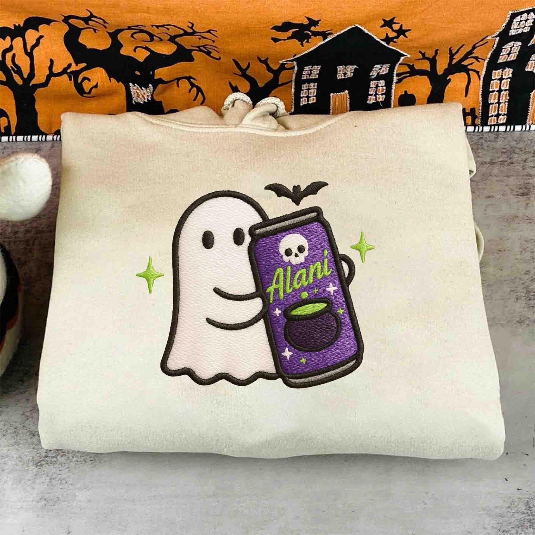 Embroidered Halloween Alani Ghost Sweatshirt, Alani Ghost Sweater, Funny Cute Ghost Alani Sweatshirt, Halloween Gift For Alani Lover EBAC28