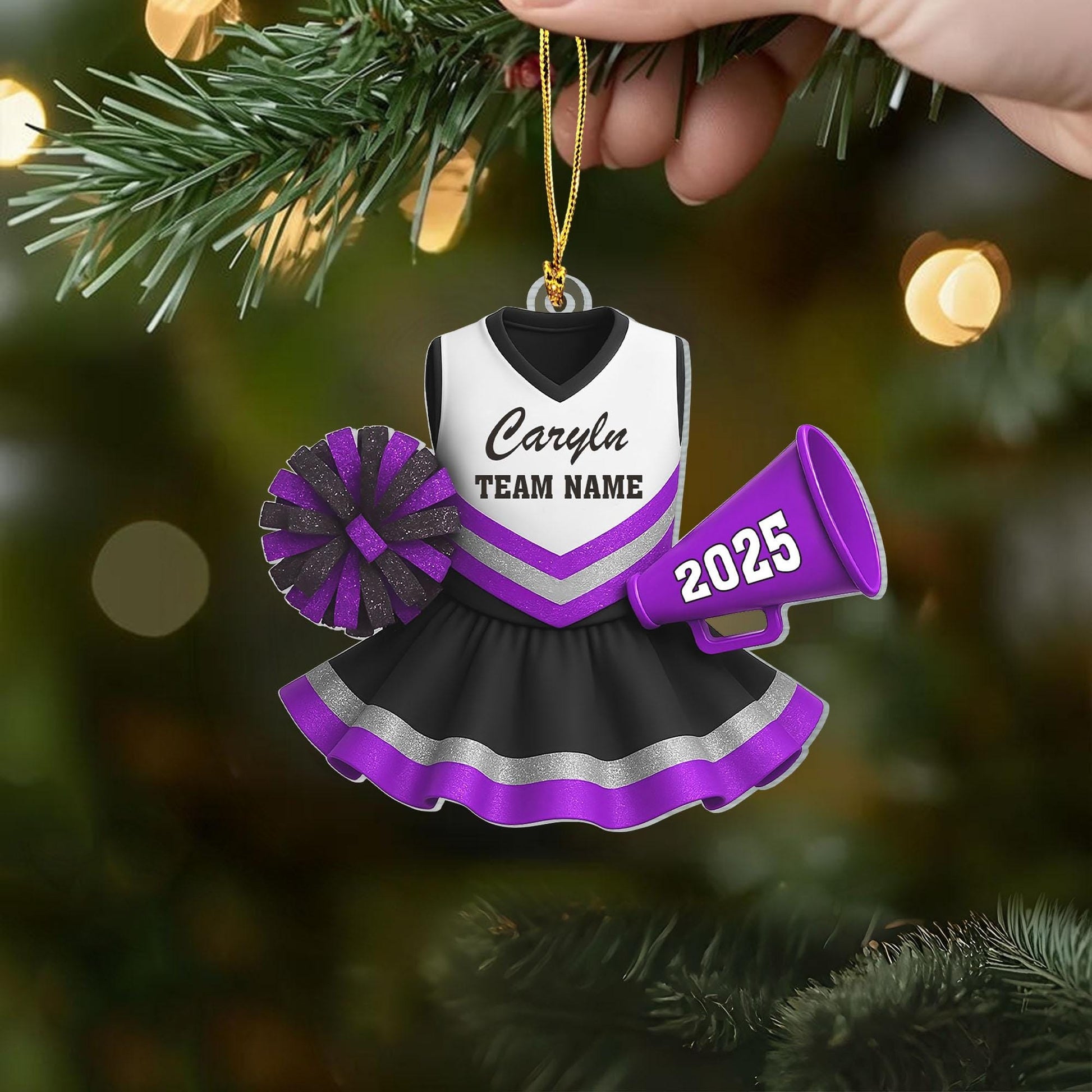 Personalized Cheerleader 2D Flat Ornament, Cheerleading Christmas Ornament, Cheerleader Team Ornament, Cheer Coach Gift, Cheerleader Gift