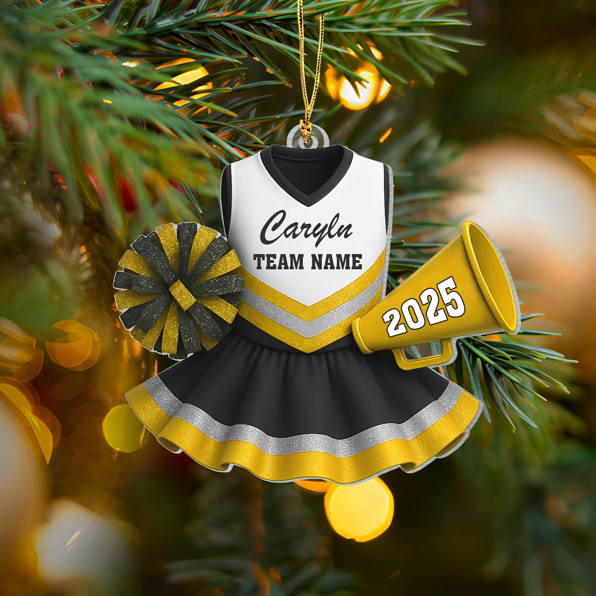 Personalized Cheerleader 2D Flat Ornament, Cheerleading Christmas Ornament, Cheerleader Team Ornament, Cheer Coach Gift, Cheerleader Gift