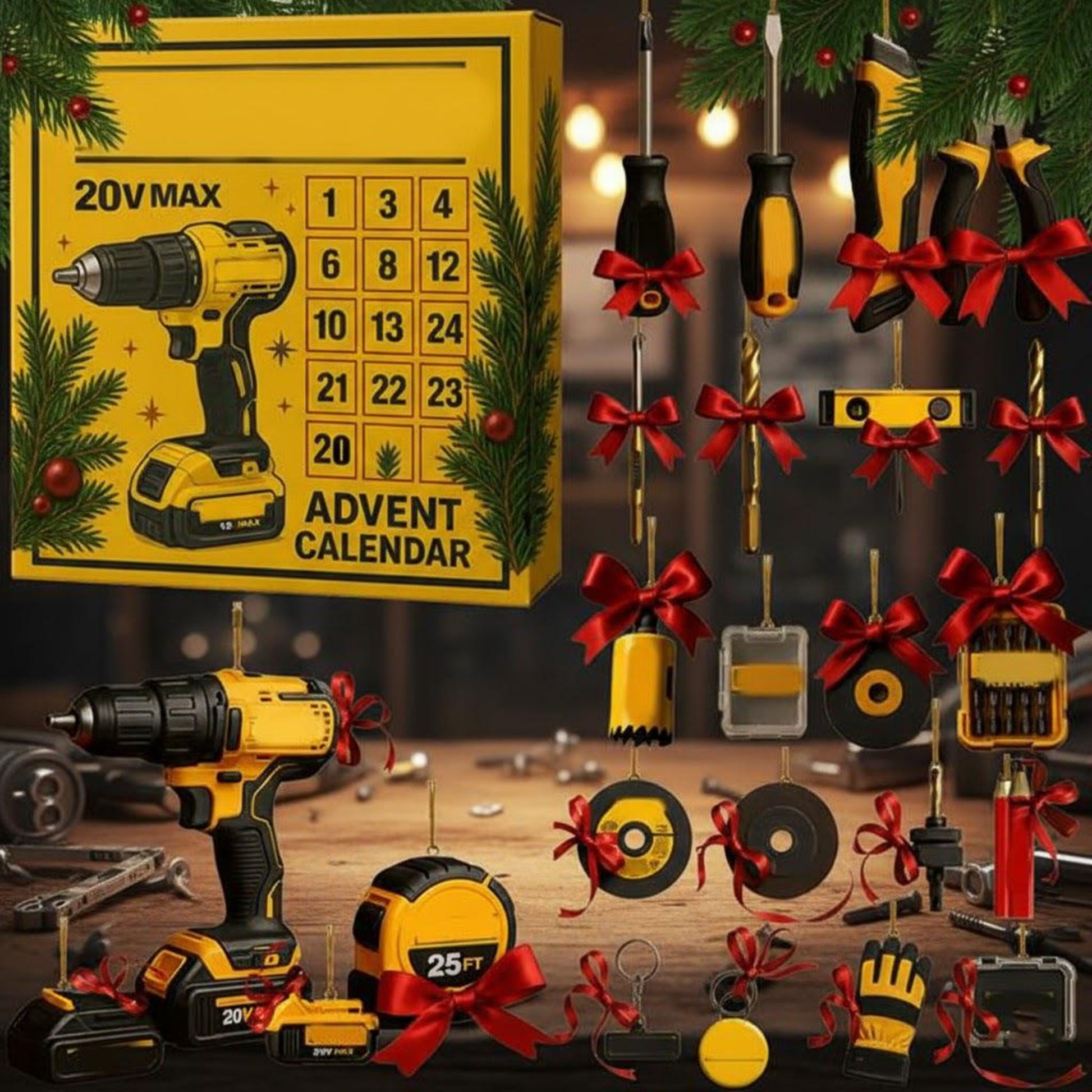 Tool Advent Calendar 2025, 24 Days DIY Accessories, Gift for Dad, Handyman Christmas Countdown Tool Set