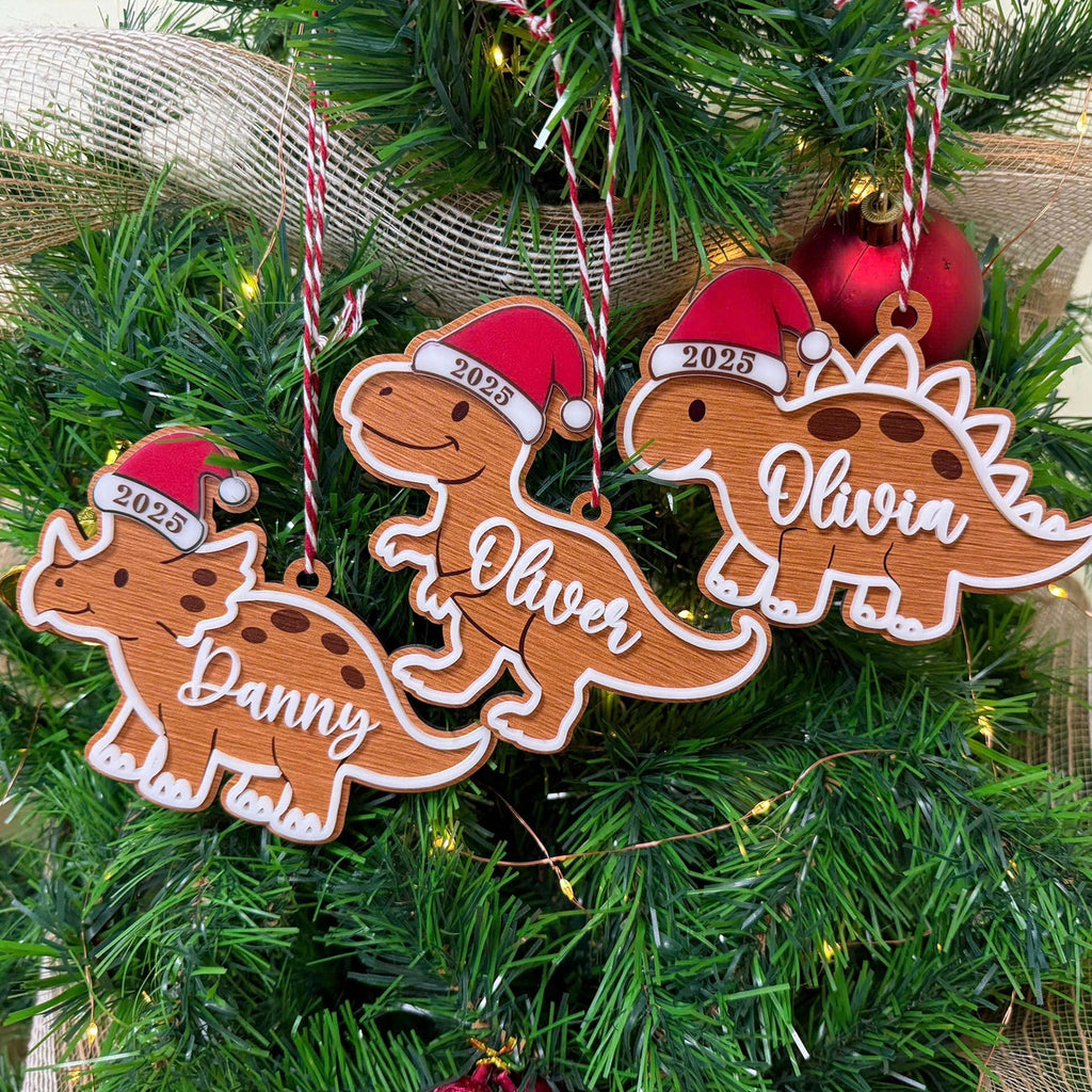 Cute Dinosaur Christmas Ornament, Custom Baby Ornament, Trex Ornament, Baby Name Dinosaur Ornament, Dinosaur Ornament Felt