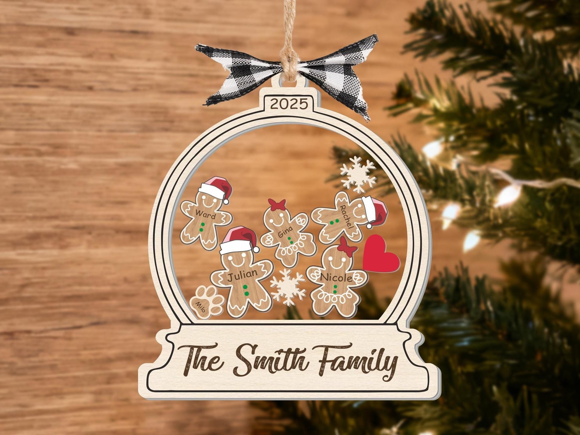 Personalized Gingerbread Family Christmas Ornament, Custom Family Ornament 2025, 4D Shake Ornament, Gingerbread Family Gift, Xmas Decor
