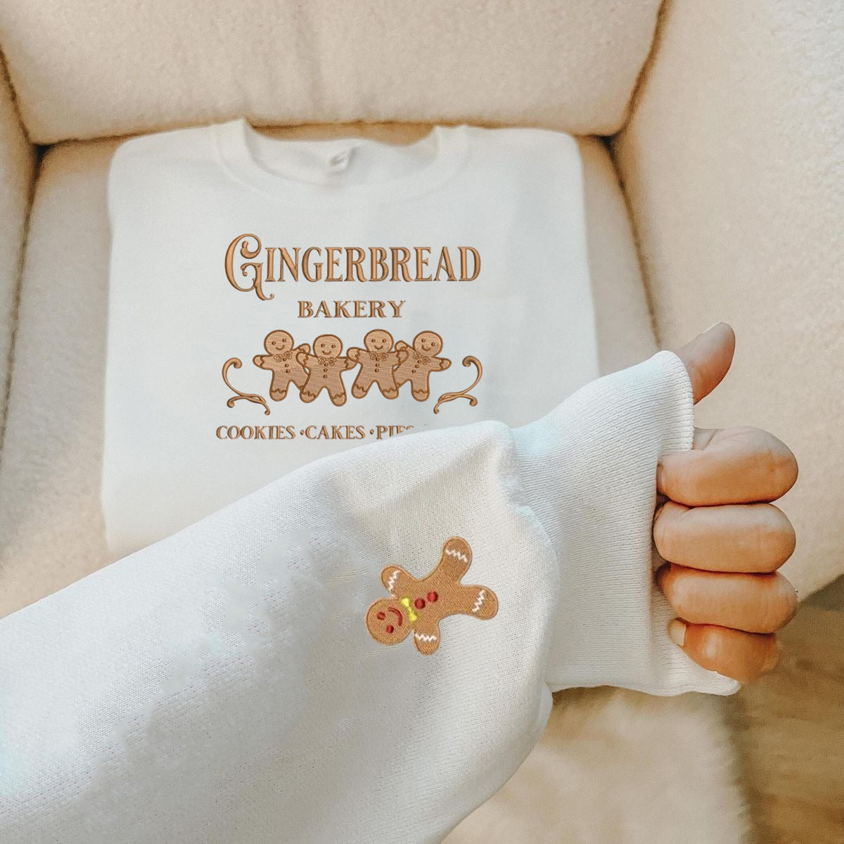 Christmas Gingerbread Bakery Embroidered Sweatshirt, Gingerbread Holiday Sweater, Embroidered Christmas Sweatshirt, Christmas Gift EBAC85