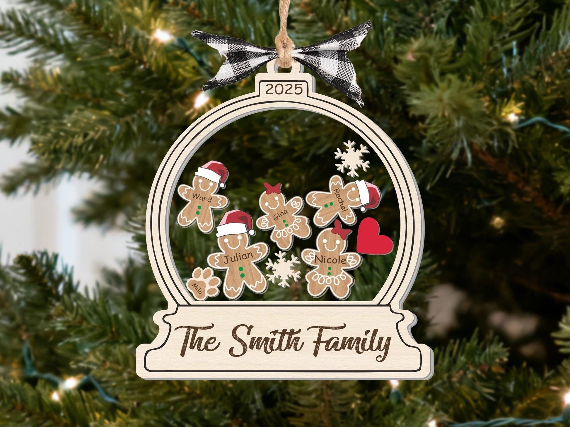 Personalized Gingerbread Family Christmas Ornament, Custom Family Ornament 2025, 4D Shake Ornament, Gingerbread Family Gift, Xmas Decor
