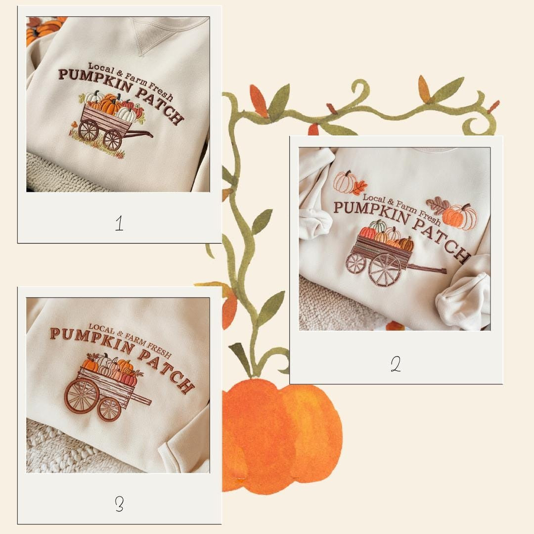 Halloween Embroidered Sweatshirt, Pumpkin Patch Sweatshirt, Fall Sweatshirt, Pumpkin Crewneck, Halloween Gift, Cozy Fall Aesthetic EBAC33