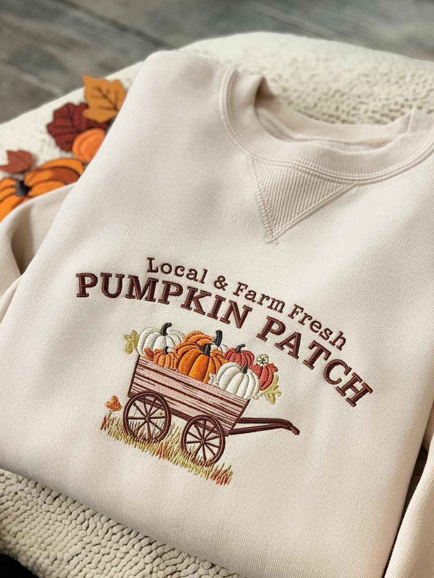 Halloween Embroidered Sweatshirt, Pumpkin Patch Sweatshirt, Fall Sweatshirt, Pumpkin Crewneck, Halloween Gift, Cozy Fall Aesthetic EBAC33