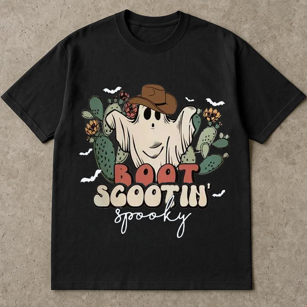 Boot Scootin Spooky Shirt, Funny Western Halloween Ghost T-Shirt, Cowgirl Cowboy Cactus Tee, Cute Fall Graphic Tee, Country Spooky Shirt