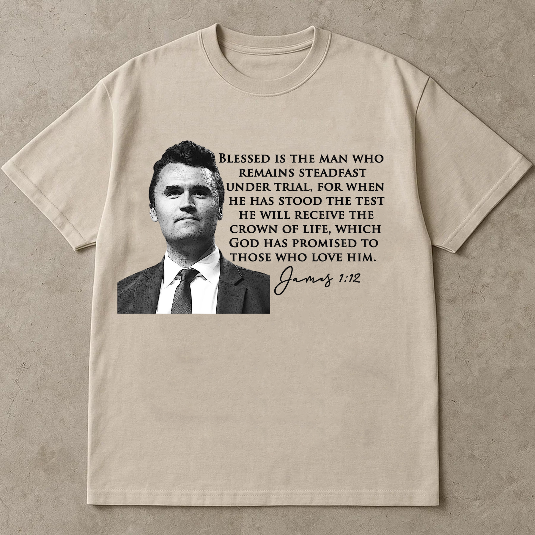 Blessed Is The Man Shirt, James 1:12 Bible Verse Tee, Christian Scripture T Shirt, Faith Religious Graphic Tee