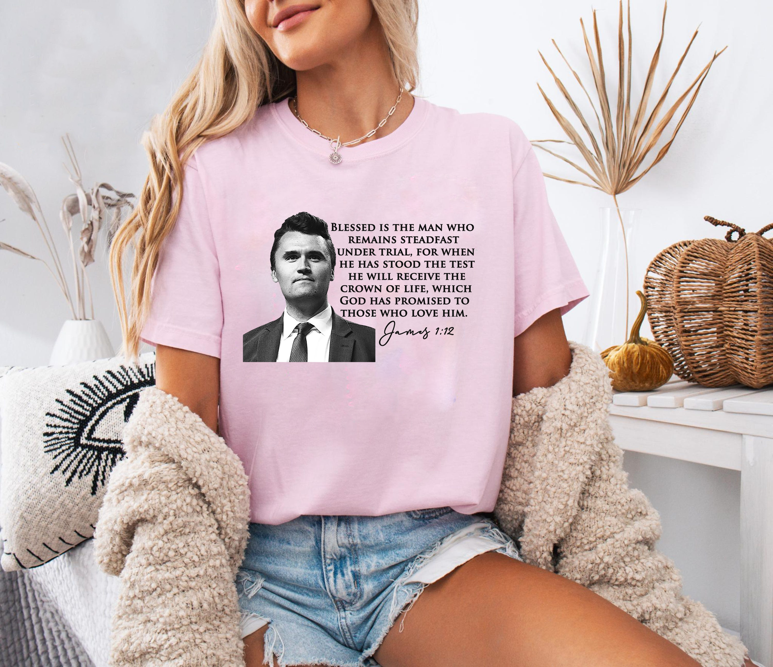 Blessed Is The Man Shirt, James 1:12 Bible Verse Tee, Christian Scripture T Shirt, Faith Religious Graphic Tee