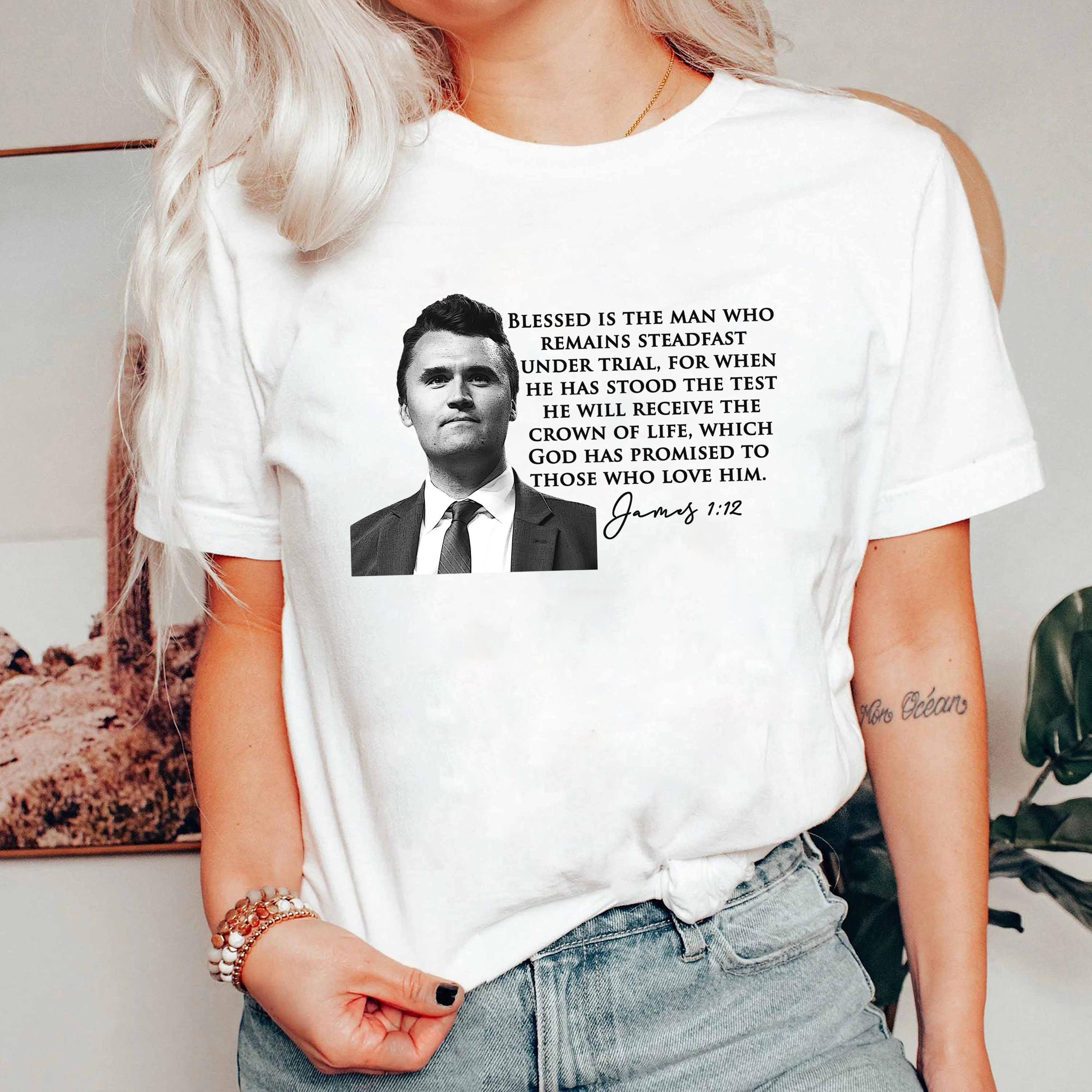 Blessed Is The Man Shirt, James 1:12 Bible Verse Tee, Christian Scripture T Shirt, Faith Religious Graphic Tee