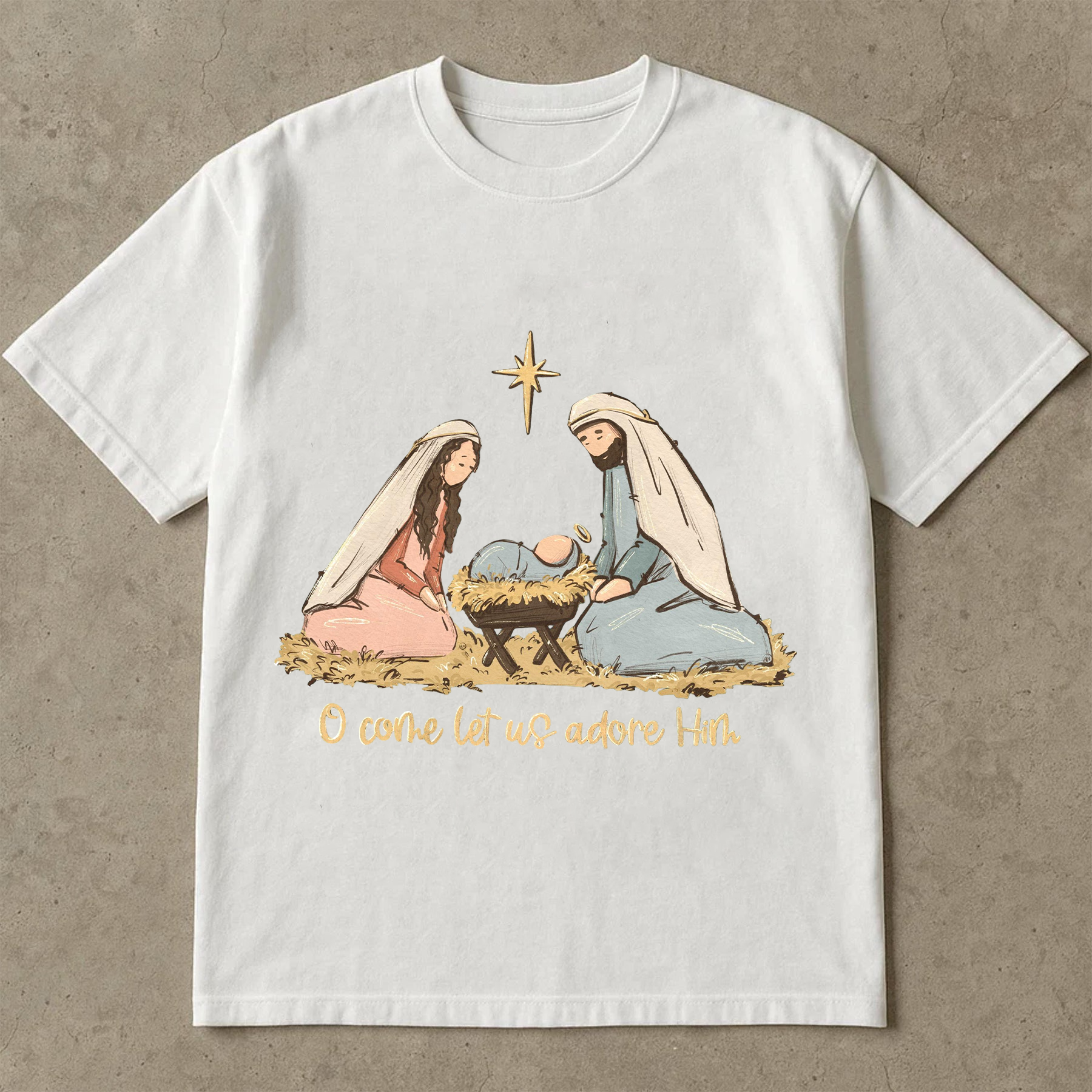 O Come Let Us Adore Him Shirt, Nativity Scene Christmas Tee, Christian Holiday Outfit, Religious Faith Shirt, Jesus Birth Gift Top