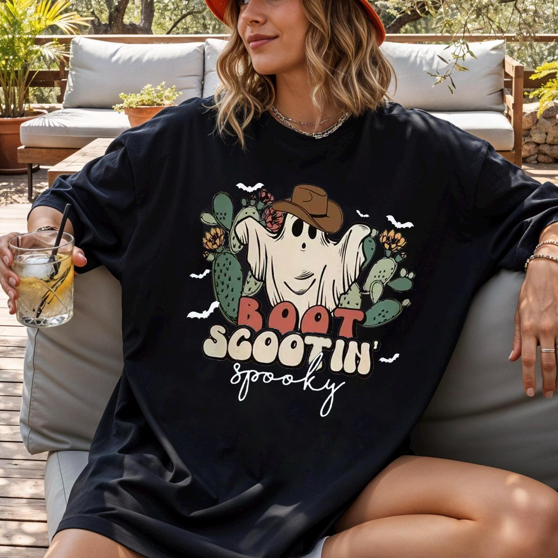 Boot Scootin Spooky Shirt, Funny Western Halloween Ghost T-Shirt, Cowgirl Cowboy Cactus Tee, Cute Fall Graphic Tee, Country Spooky Shirt