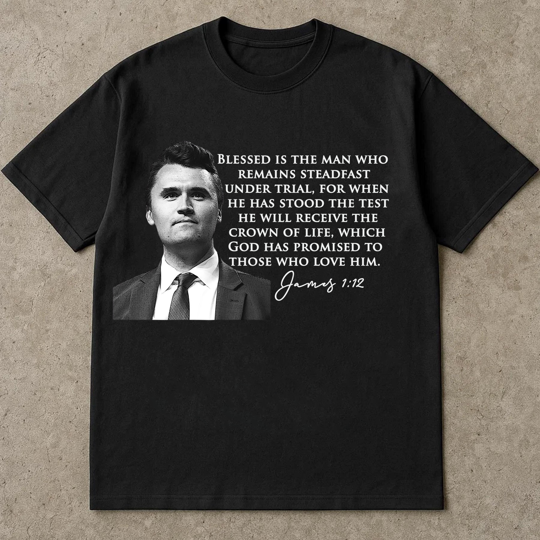 Blessed Is The Man Shirt, James 1:12 Bible Verse Tee, Christian Scripture T Shirt, Faith Religious Graphic Tee