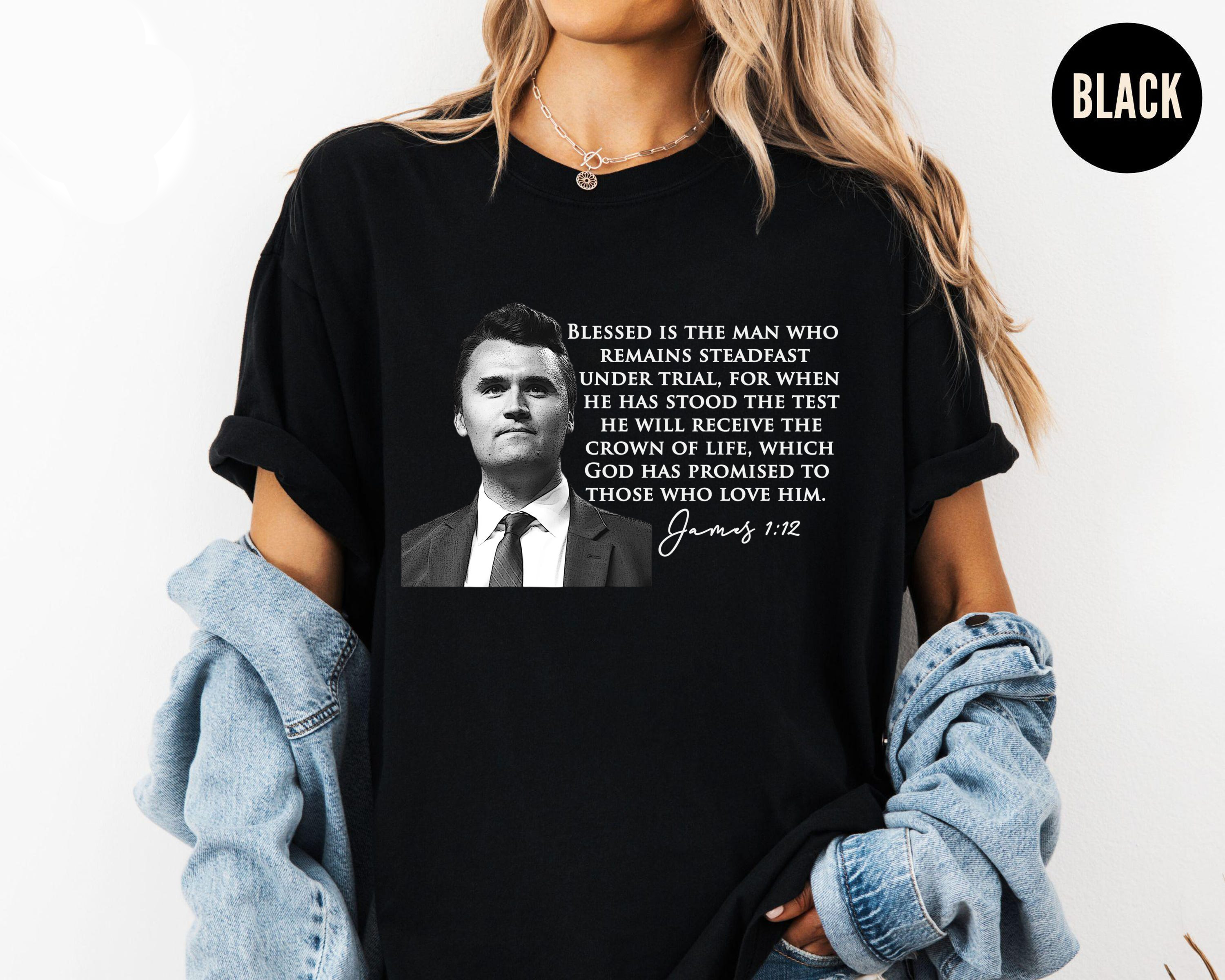 Blessed Is The Man Shirt, James 1:12 Bible Verse Tee, Christian Scripture T Shirt, Faith Religious Graphic Tee