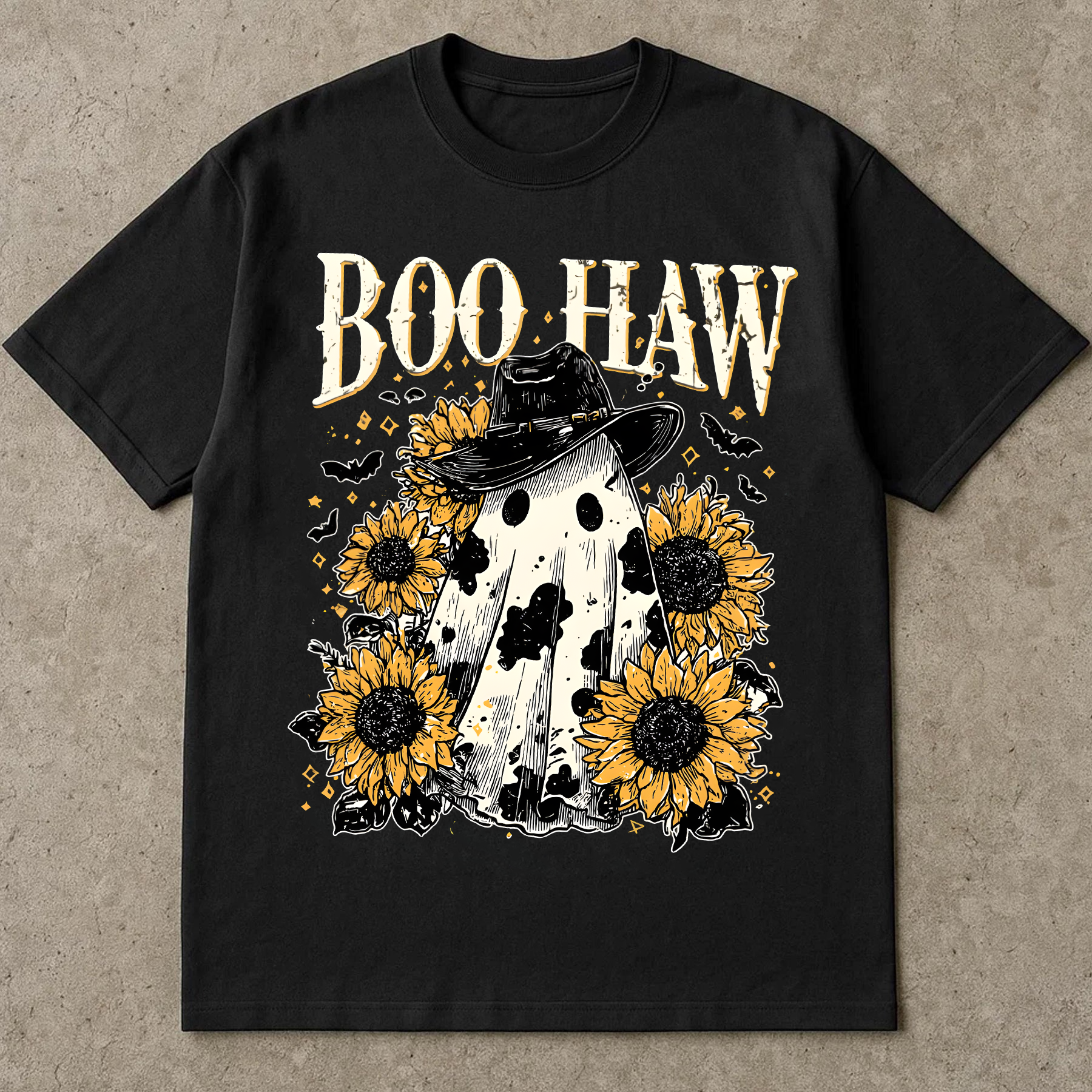 Boo Haw Shirt, Funny  T-Shirt, Halloween T-Shirt, Western Cowgirl Tee, Country Fall Shirt, Spooky Ghost Shirt, Retro Cow Print Shirt, Cute Country Halloween Tee