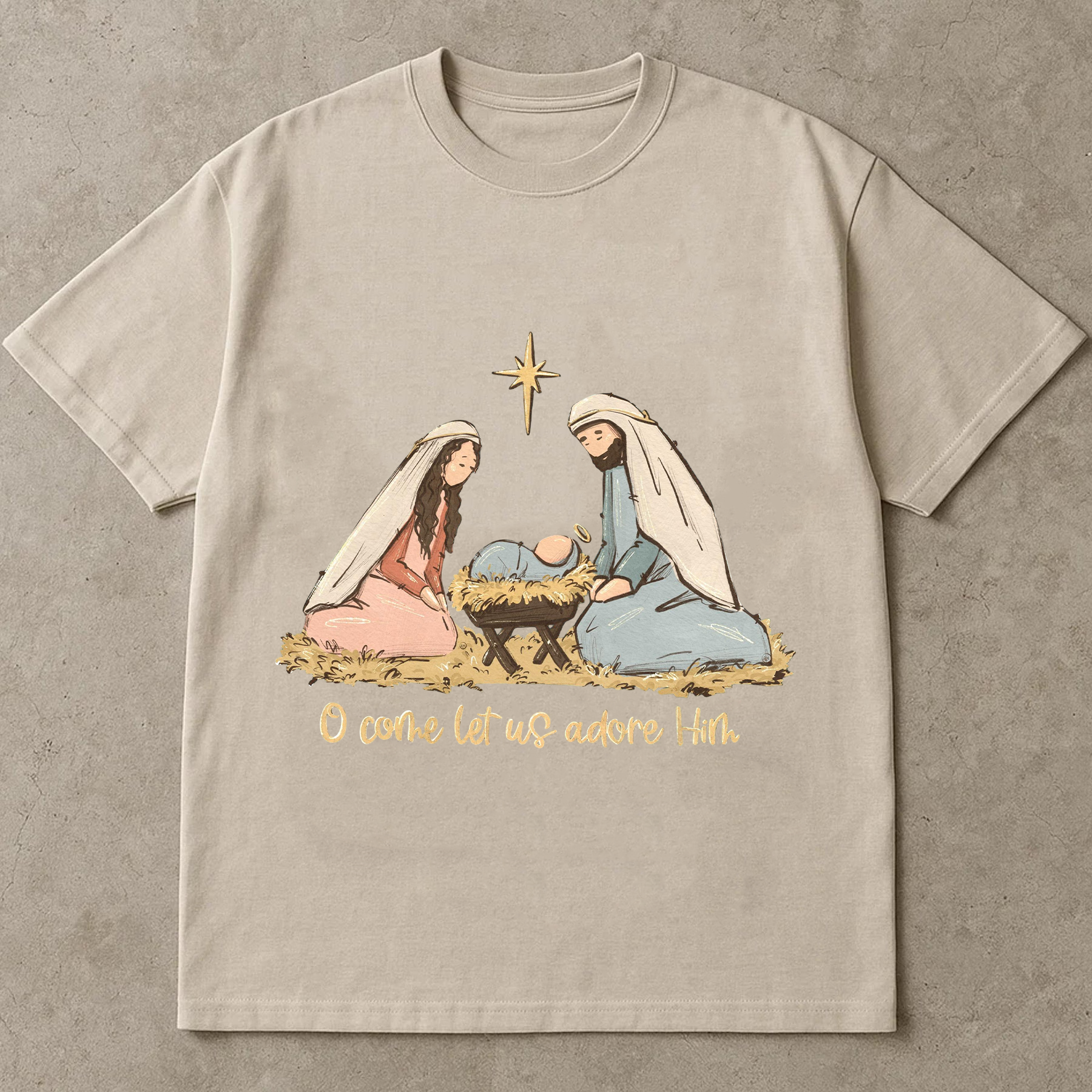 O Come Let Us Adore Him Shirt, Nativity Scene Christmas Tee, Christian Holiday Outfit, Religious Faith Shirt, Jesus Birth Gift Top