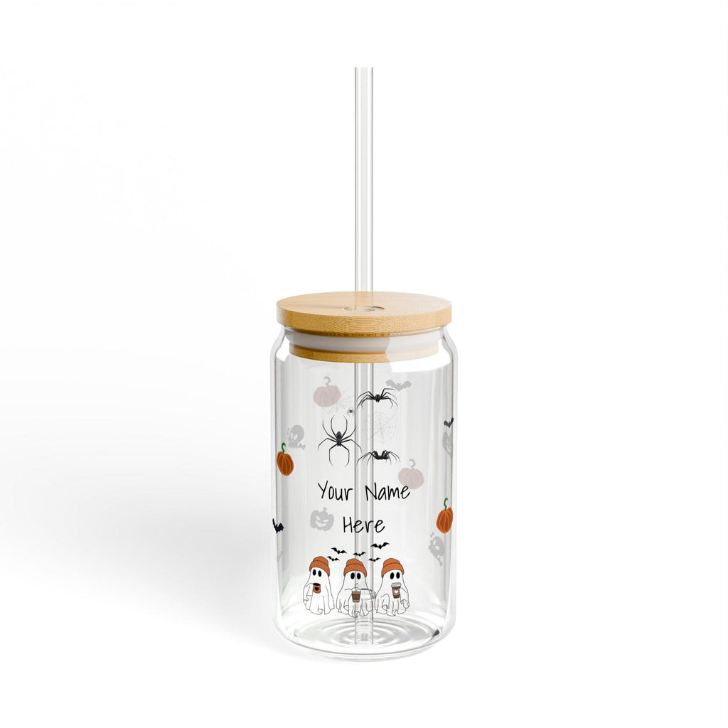 Personalized Halloween Sipper Glass, Customizable Spooky Drink Jar for Autumn Gatherings, Halloween Parties, Custom Gifts For Halloween