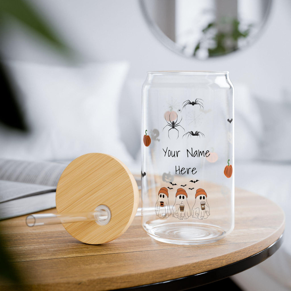 Personalized Halloween Sipper Glass, Customizable Spooky Drink Jar for Autumn Gatherings, Halloween Parties, Custom Gifts For Halloween