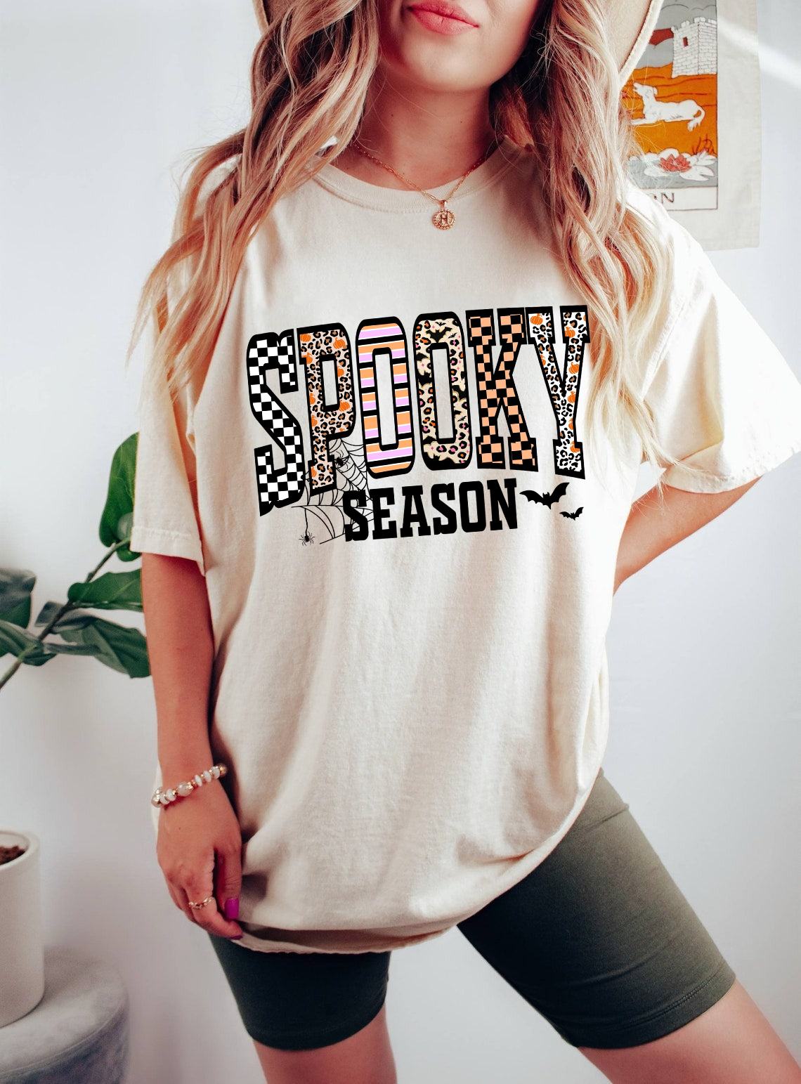 Retro Halloween Shirt, Spooky Coquette T-Shirt, Girly Halloween Fall Tee, Leopard Checkered Halloween Shirt, Cute Fall Aesthetic Shirt, Spooky Season Shirt