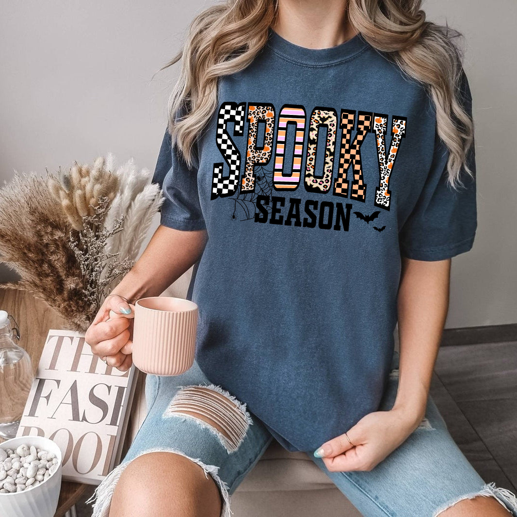 Retro Halloween Shirt, Spooky Coquette T-Shirt, Girly Halloween Fall Tee, Leopard Checkered Halloween Shirt, Cute Fall Aesthetic Shirt, Spooky Season Shirt