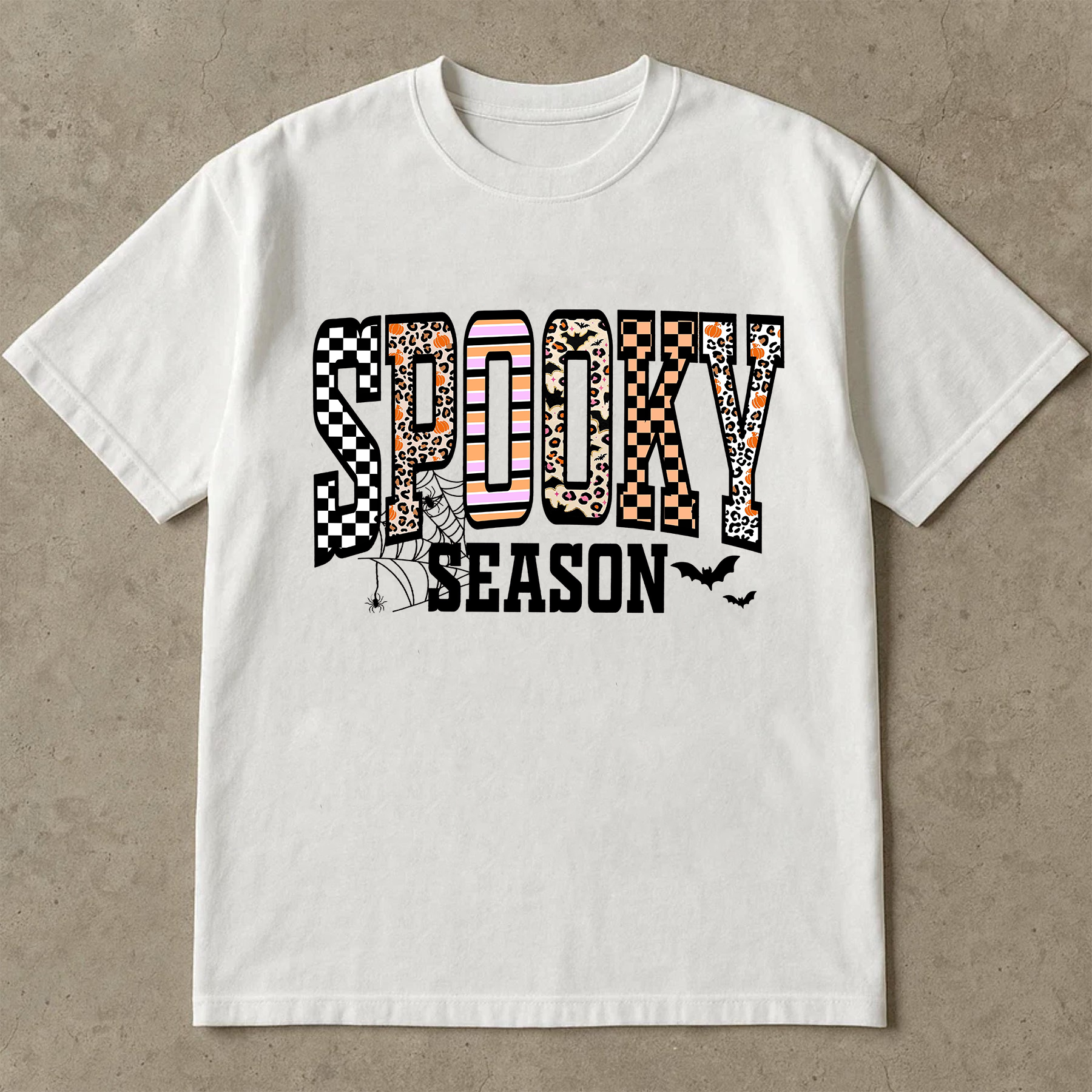 Retro Halloween Shirt, Spooky Coquette T-Shirt, Girly Halloween Fall Tee, Leopard Checkered Halloween Shirt, Cute Fall Aesthetic Shirt, Spooky Season Shirt