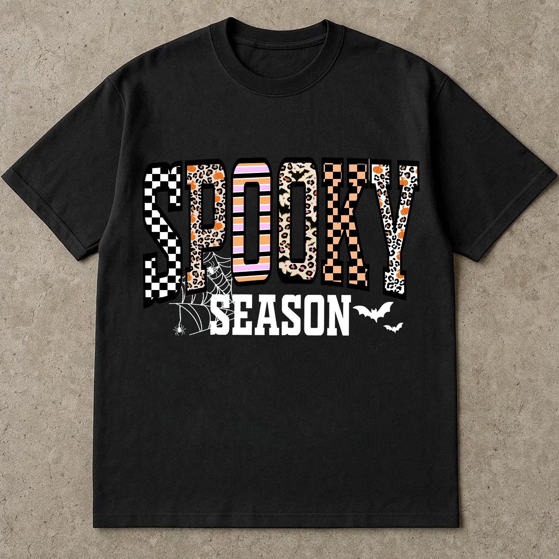 Retro Halloween Shirt, Spooky Coquette T-Shirt, Girly Halloween Fall Tee, Leopard Checkered Halloween Shirt, Cute Fall Aesthetic Shirt, Spooky Season Shirt