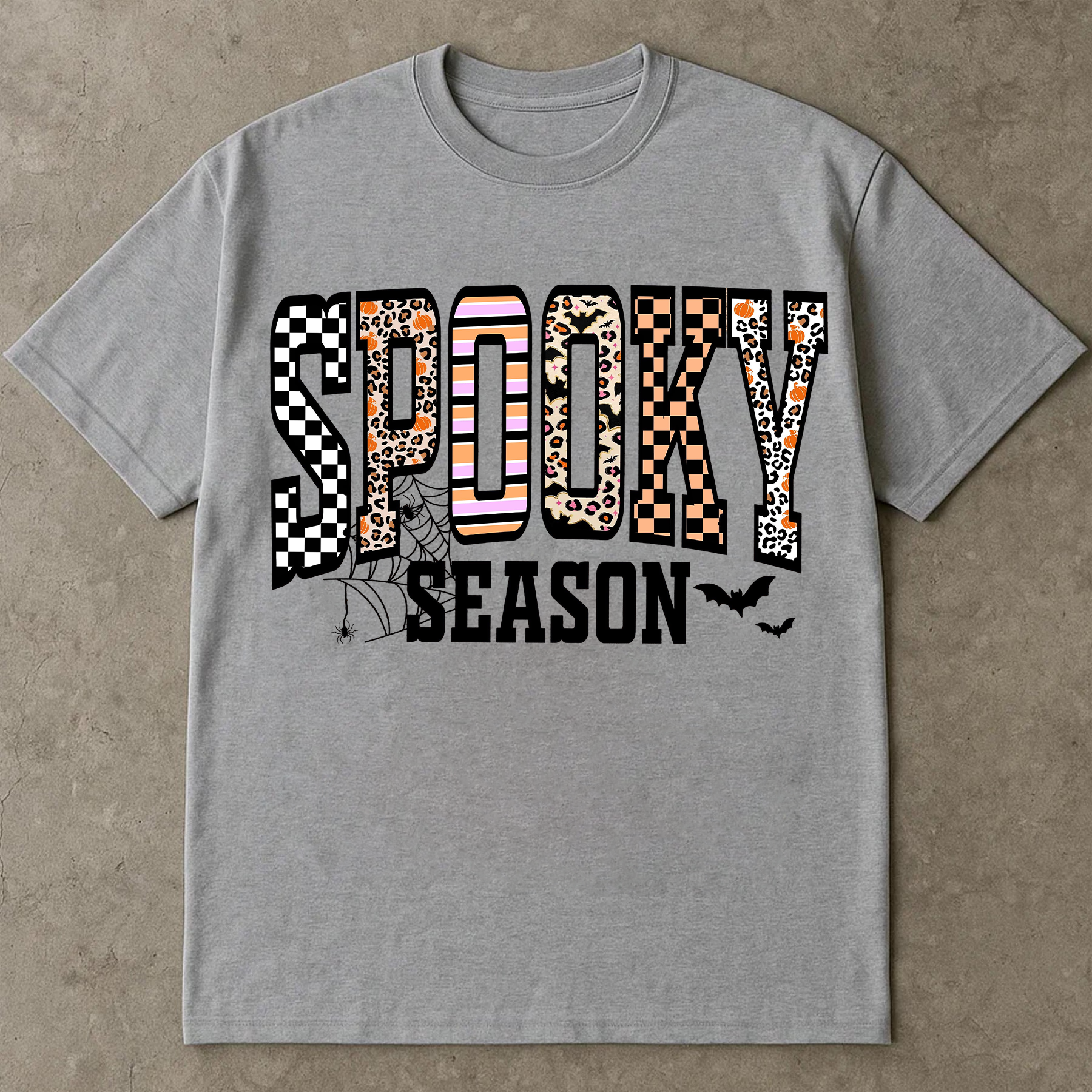Retro Halloween Shirt, Spooky Coquette T-Shirt, Girly Halloween Fall Tee, Leopard Checkered Halloween Shirt, Cute Fall Aesthetic Shirt, Spooky Season Shirt