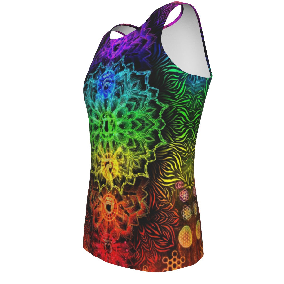 Sacred Chakra Mandala Men's Tank Top, Vibrant Rainbow Energy Healing Men's Tank Top, Spiritual Energy Symbol, Colorful Sacred Geometry Men's Tank Top, Mandala Men's Tank Top