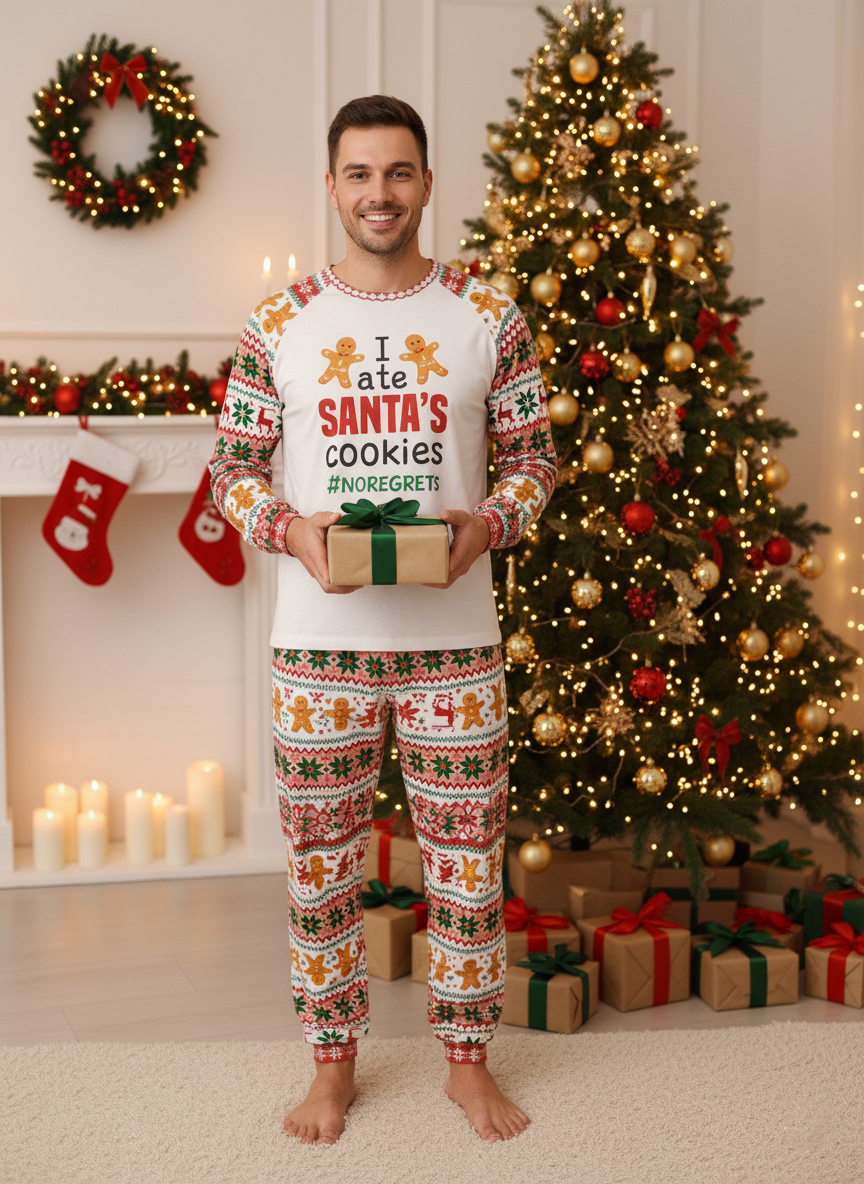 Gingerbread Matching Family Christmas Pajamas, Ugly Xmas PJs, Santa Cookie Outfit, Holiday Loungewear, Funny Festive Set