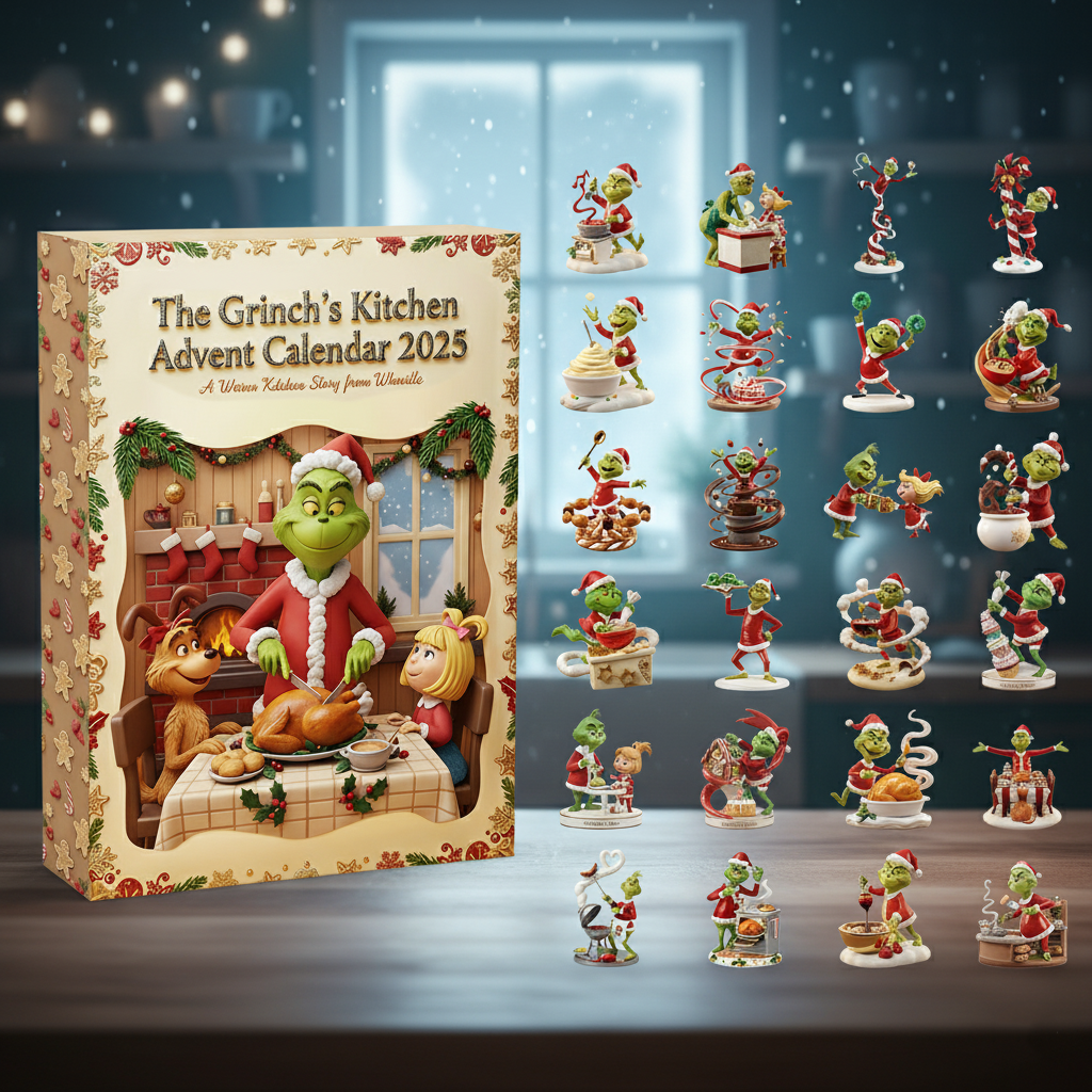 Grinch Kitchen Advent Calendar 2025, Christmas Baking Countdown Box, Cute Holiday Cookie Figures, Xmas Gift Set for Kids