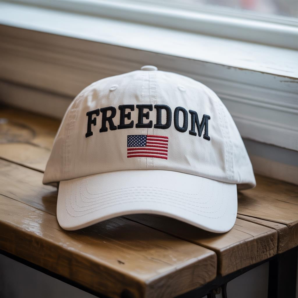 Embroidered Free Dom Charlie Kirk Washed Cap, Republican, Rest in Peace, Embroidered Hat, Patriotic Hat, Trucker hat