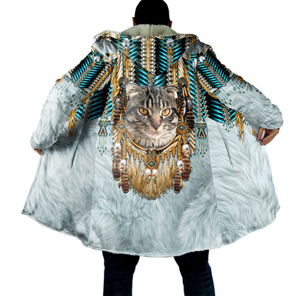 Custom Cat Face Cloak, Custom Cat Navtive America Cloak, Hooded Cloak