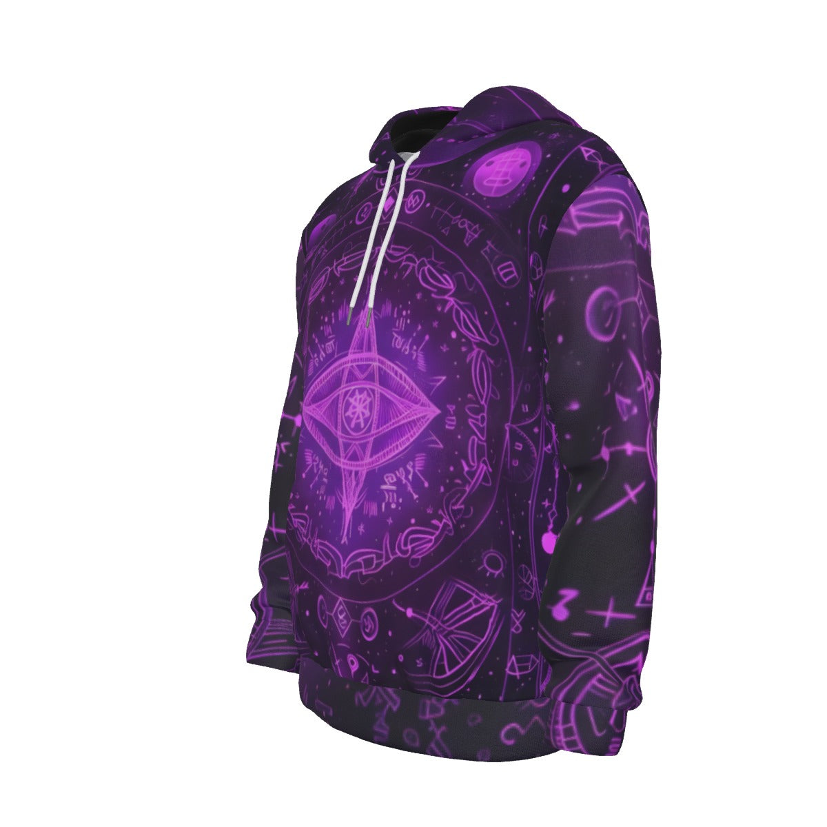 Mystical Fantasy Hoodie, Arcane Magic Symbol Hoodie, Witchcore Celestial Light Hoodie, Vibrant Occult Energy Hoodie, Esoteric Purple Spell Hoodie