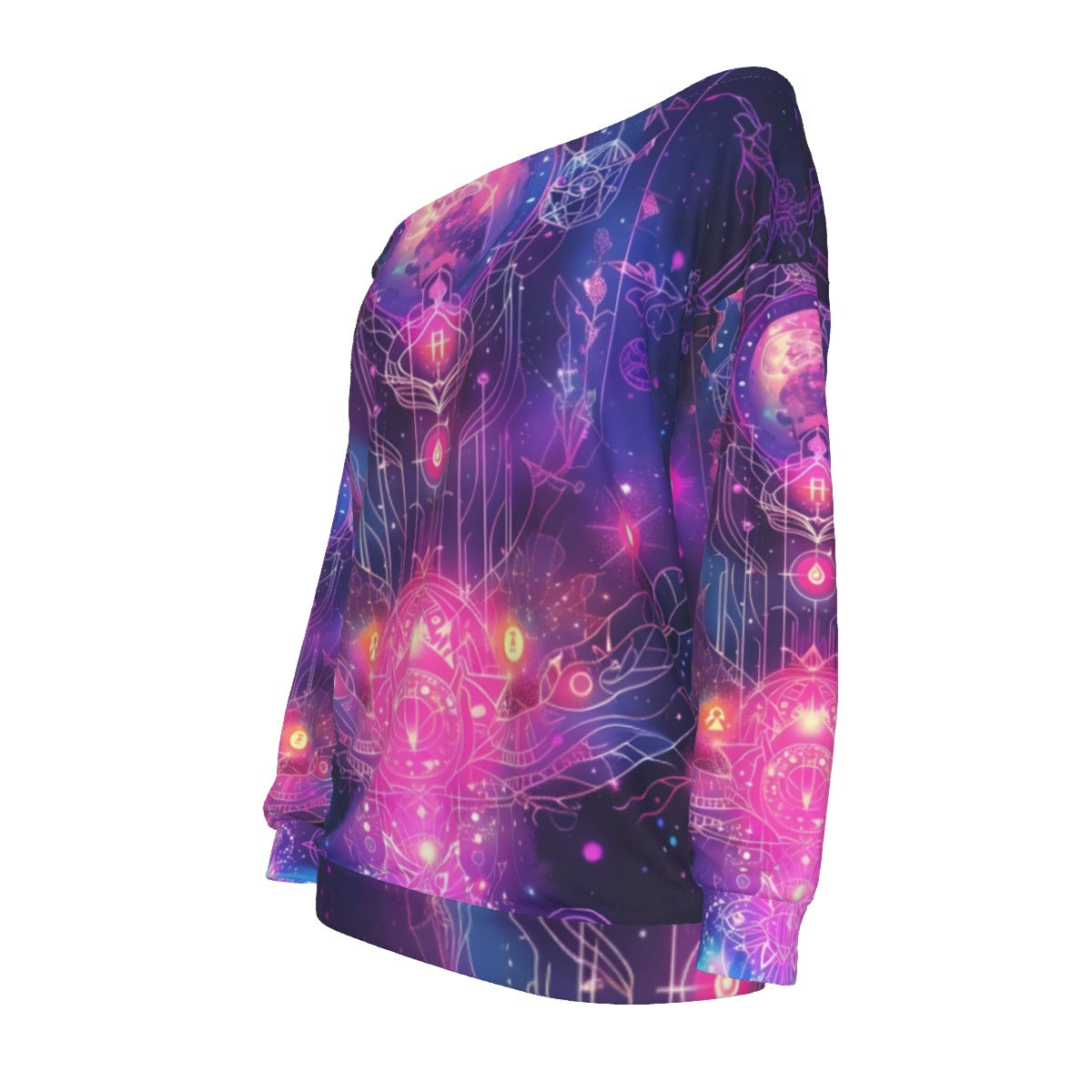 Cosmic Mysticism Off - Shoulder, Celestial Portal Energy Off - Shoulder, Astral Light Symbol Off - Shoulder, Vibrant Metaphysical Galaxy Off - Shoulder, Spiritual Geometry Off - Shoulder